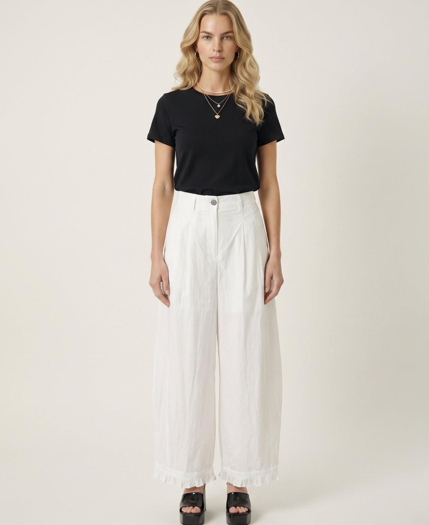 Женские брюки Modenaire High-Rise Wide-Leg Pleated, цвет: Белый — фото 5