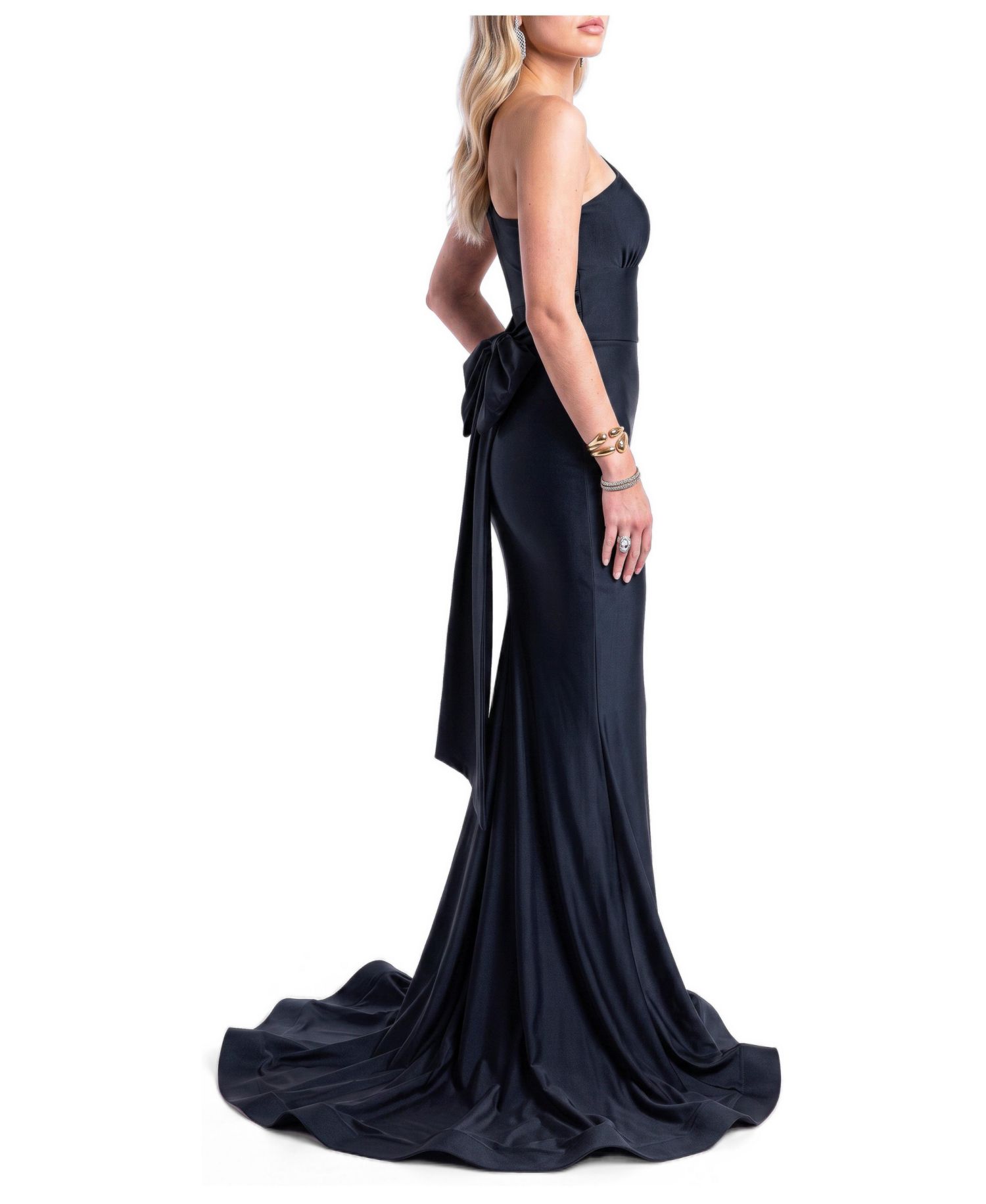 Women's One-Shoulder Tie-Back Mermaid Evening Gown