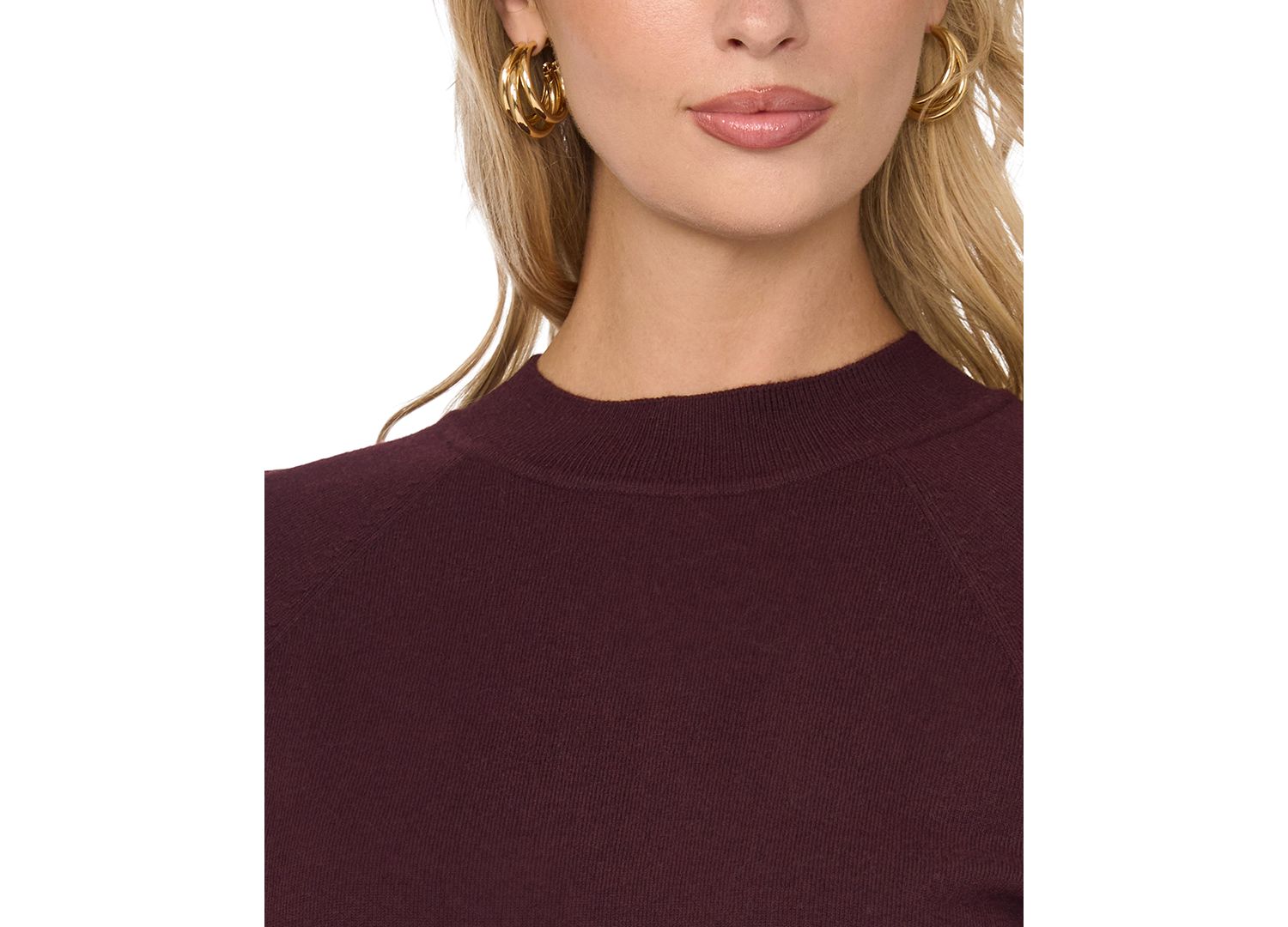 Women's Mock Neck Raglan Short-Sleeve Sweater