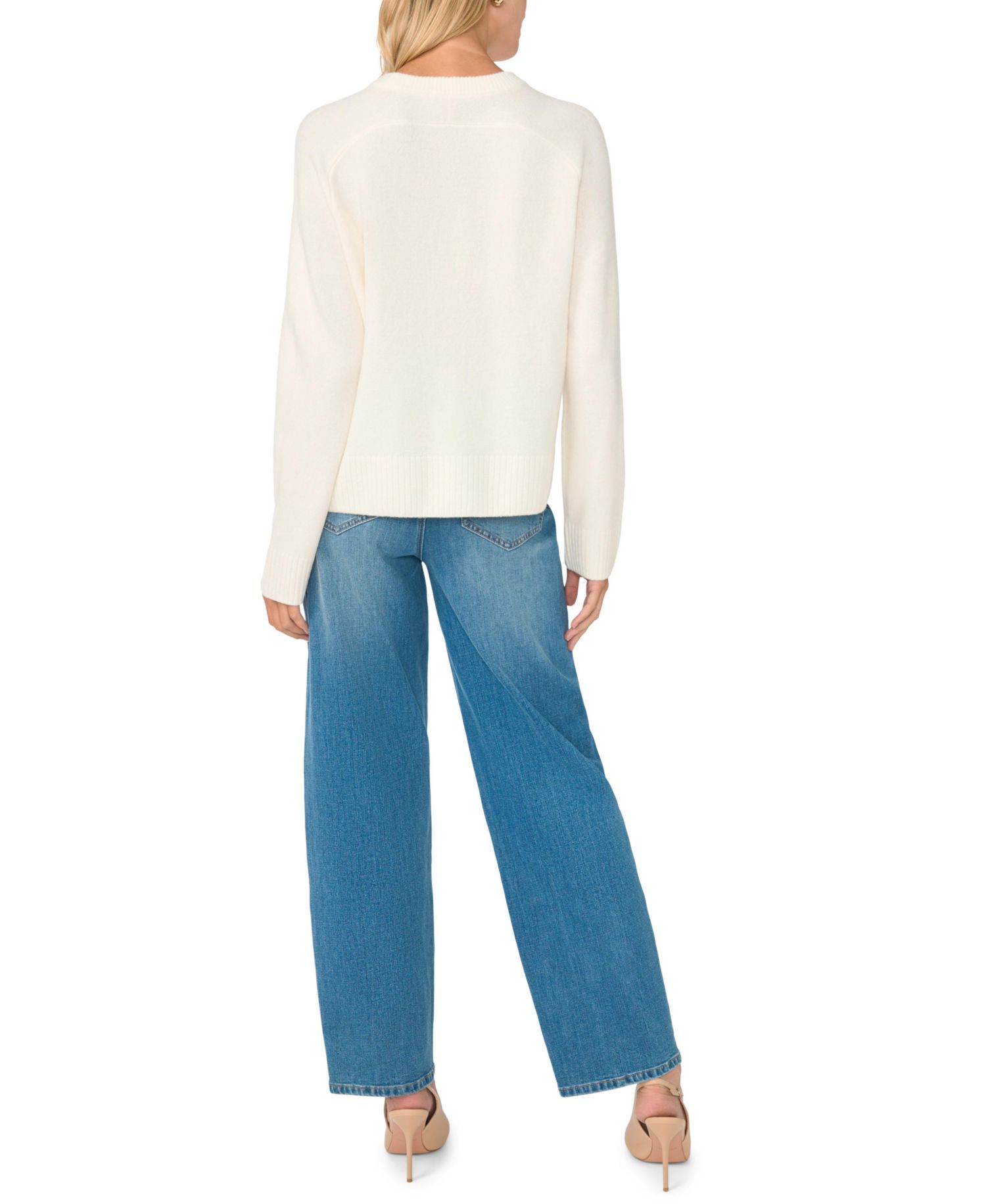Women's Saddle Shoulder Crewneck Loose Long-Sleeve Sweater
