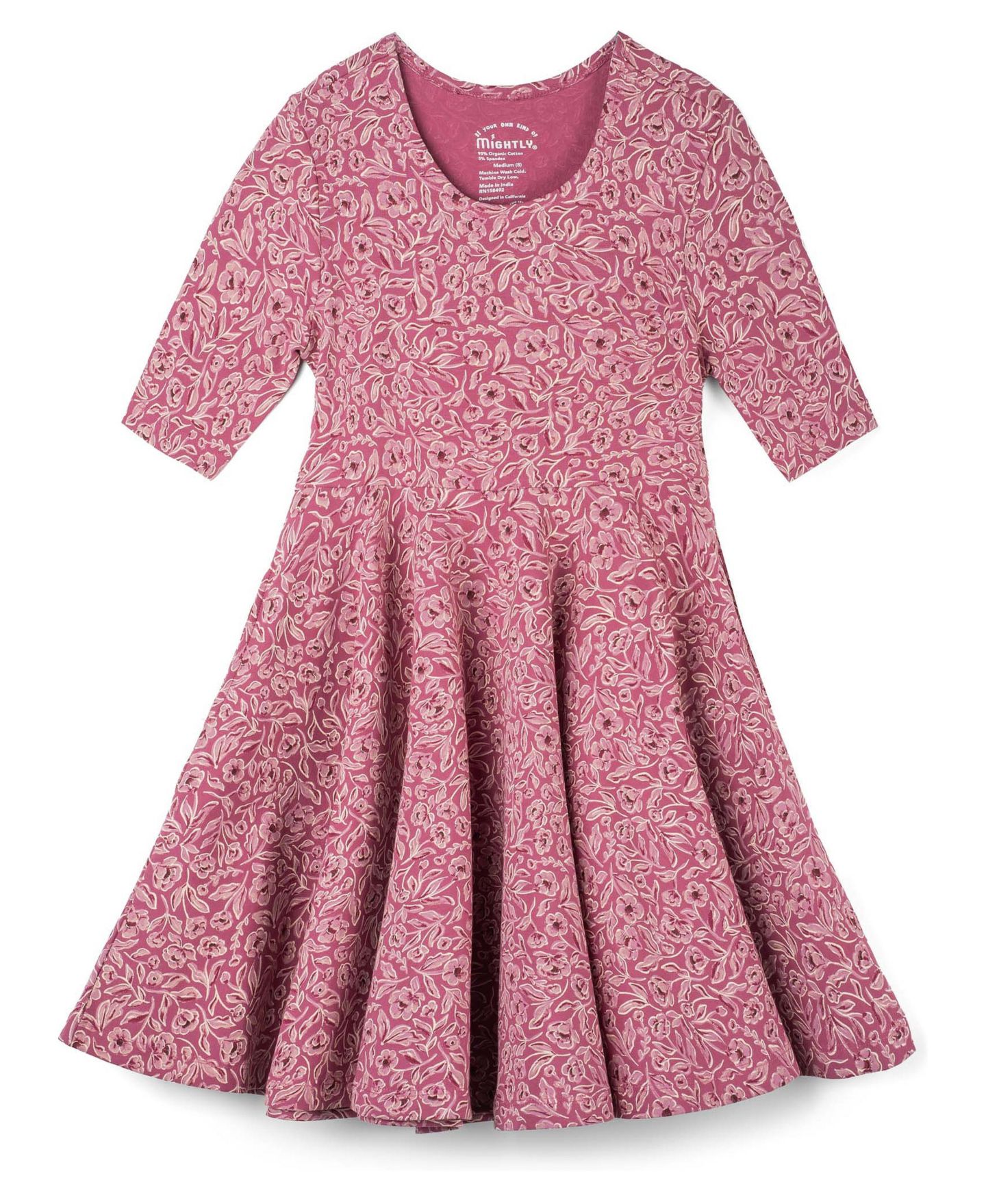 Платье Mightly Short-Sleeve Floral Fit & Flare Dress для девочек-малышей, цвет: Розовый — фото 1