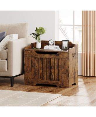 Farmhouse Storage Bench with Seat, 39.4 Inches  Wooden Storage Chest with Lid and Safety Hinge, Blanket, Shoe Organizer for Entryway.