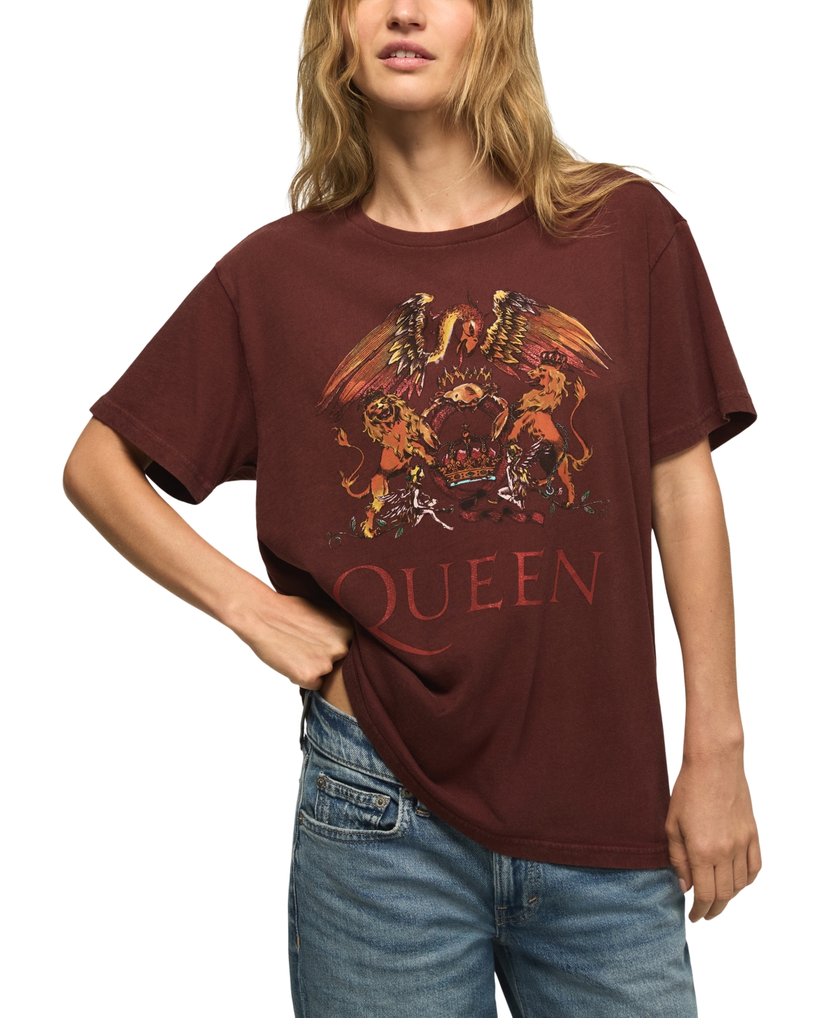 Lucky Brand Women's Lion Crest Boyfriend Graphic Retro T-Shirt