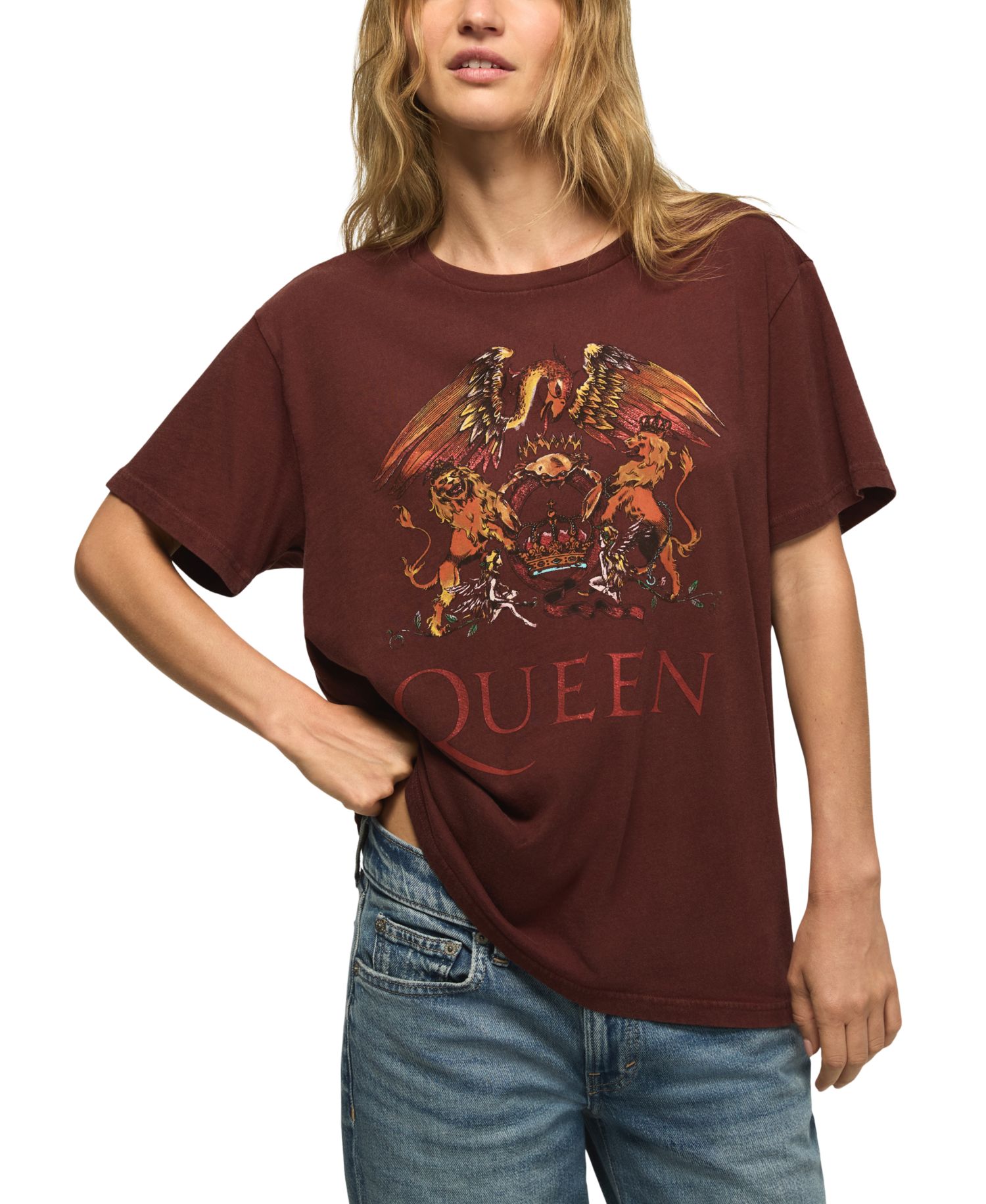 Women's Lion Crest Boyfriend Graphic Retro T-Shirt