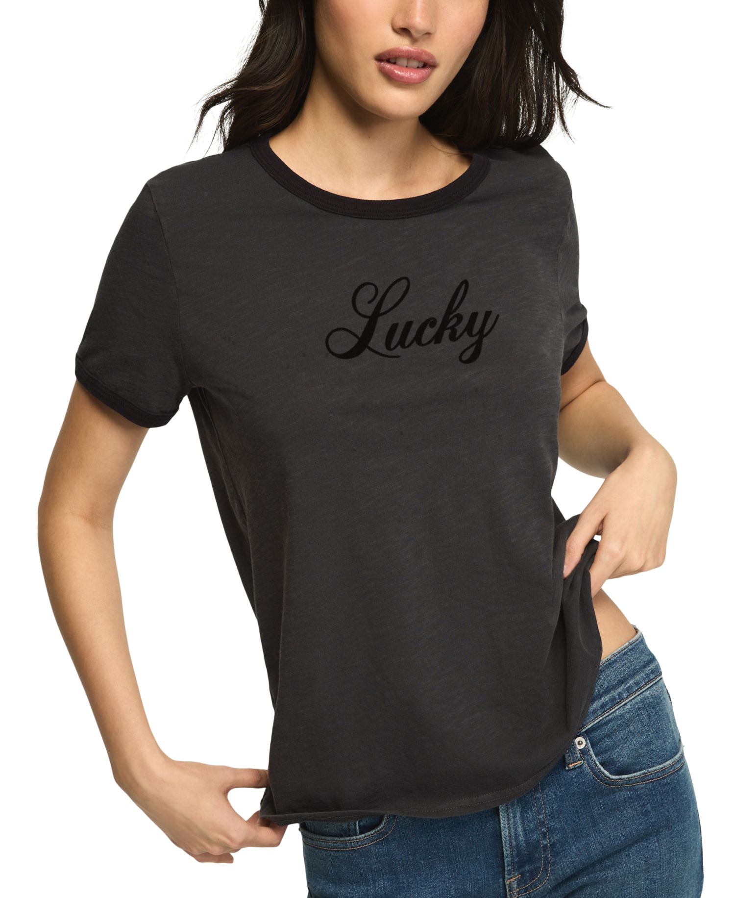Women's Lucky Script Graphic Crewneck T-Shirt