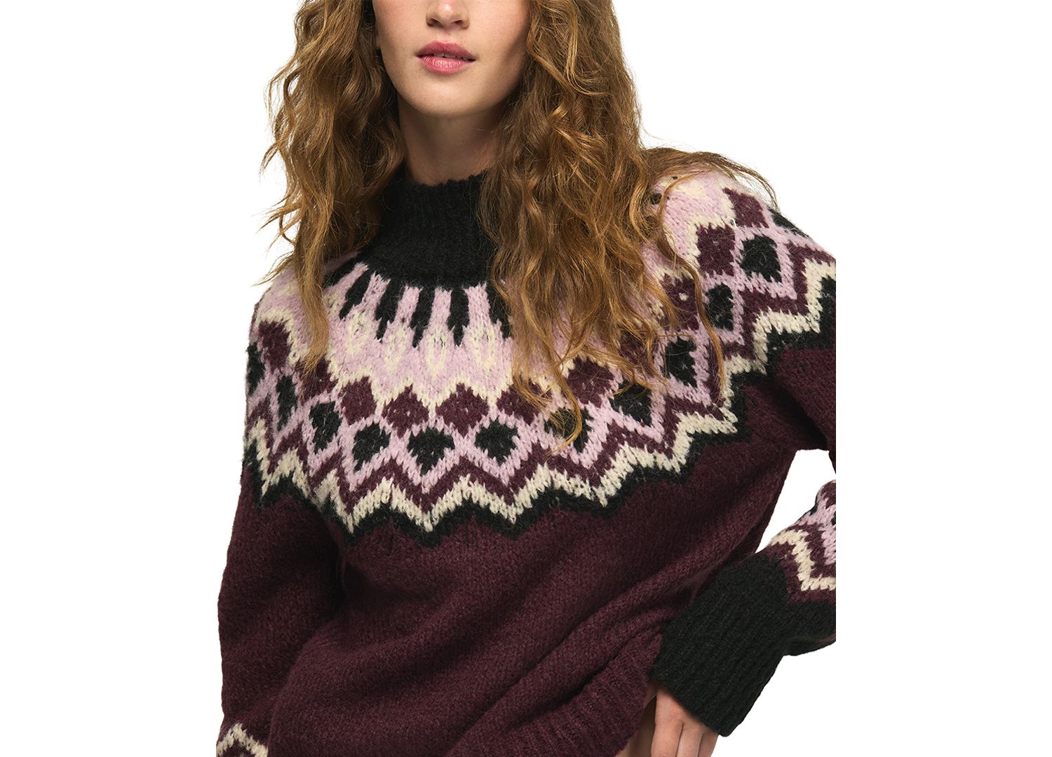 Women's Fair Isle Mock Neck Long-Sleeve Sweater