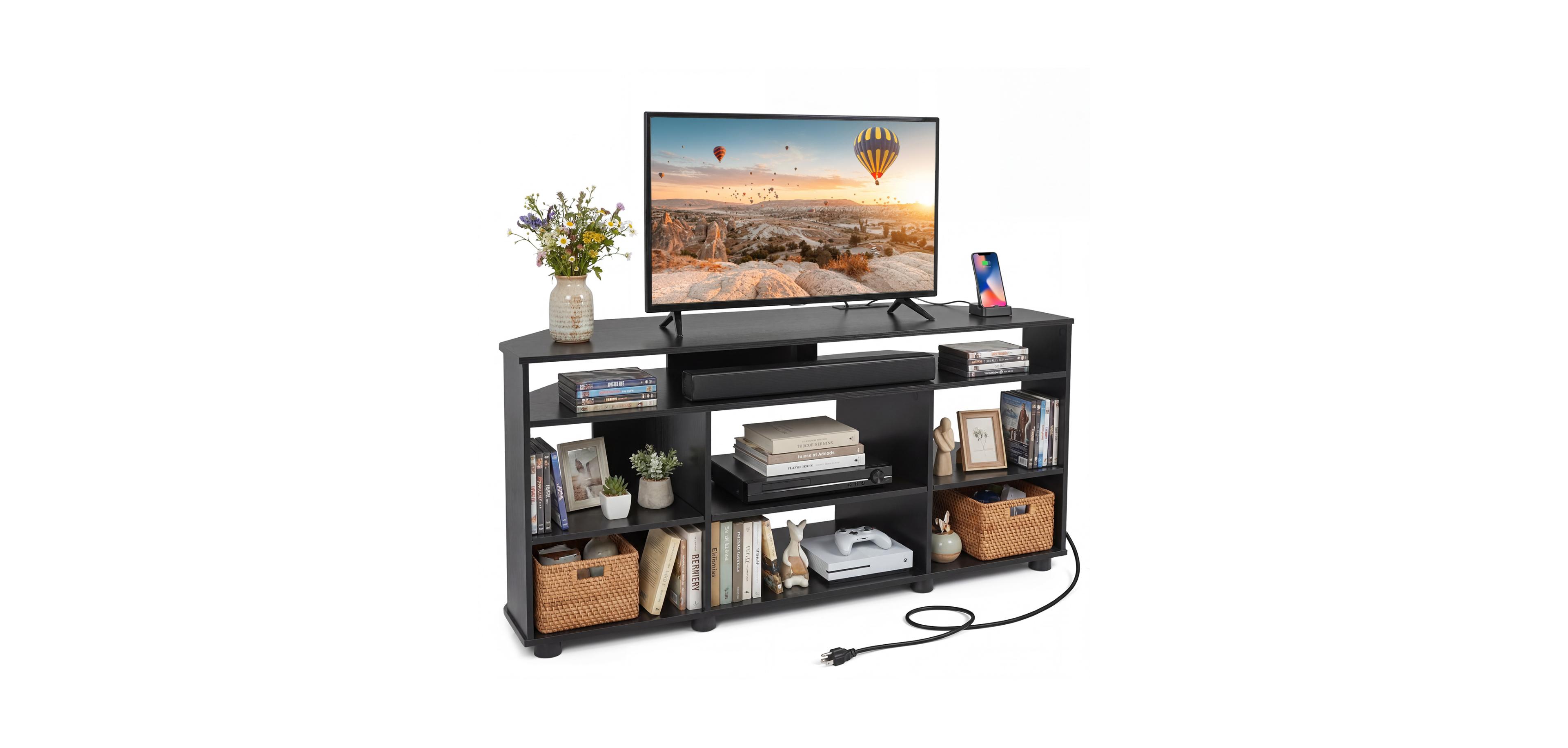 Mecale Corner Entertainment Center Tv Stand for TVs upto 55 Inch