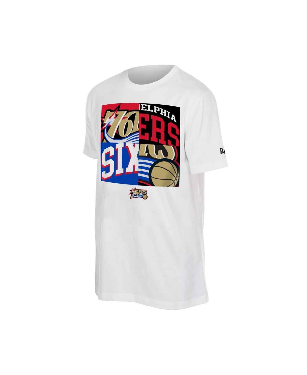 Men's New Era White Philadelphia 76ers Block Logo T-Shirt