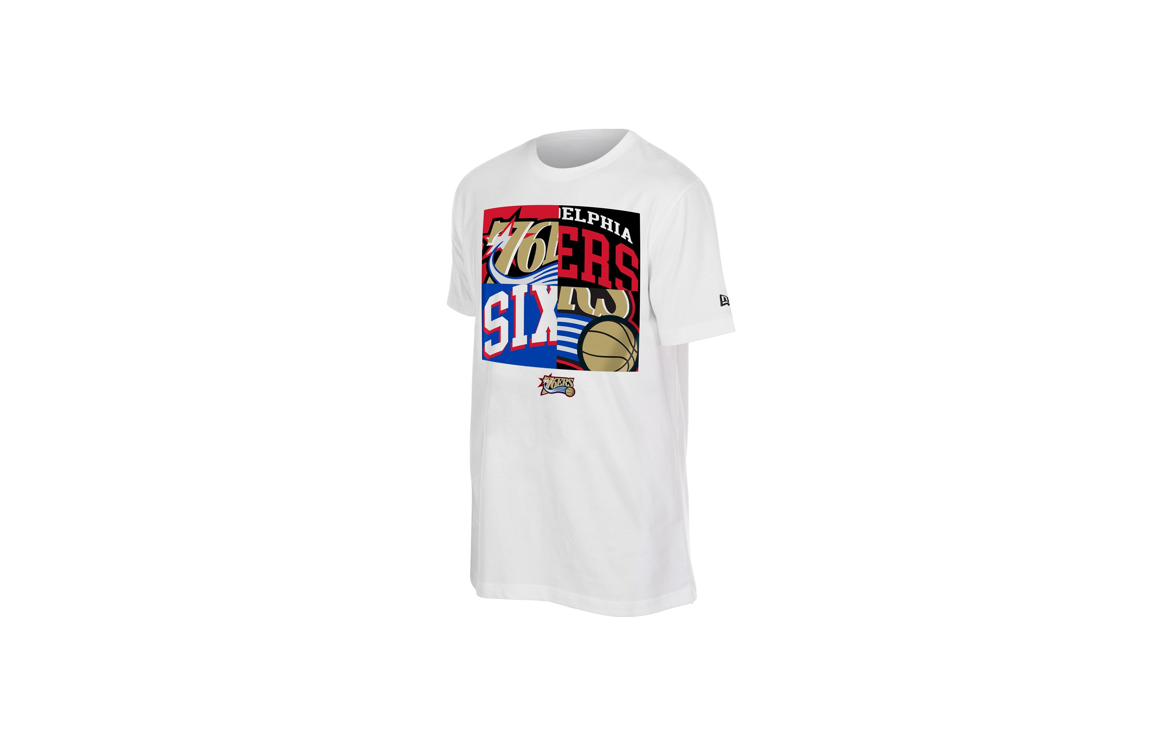 Men's New Era White Philadelphia 76ers Block Logo T-Shirt