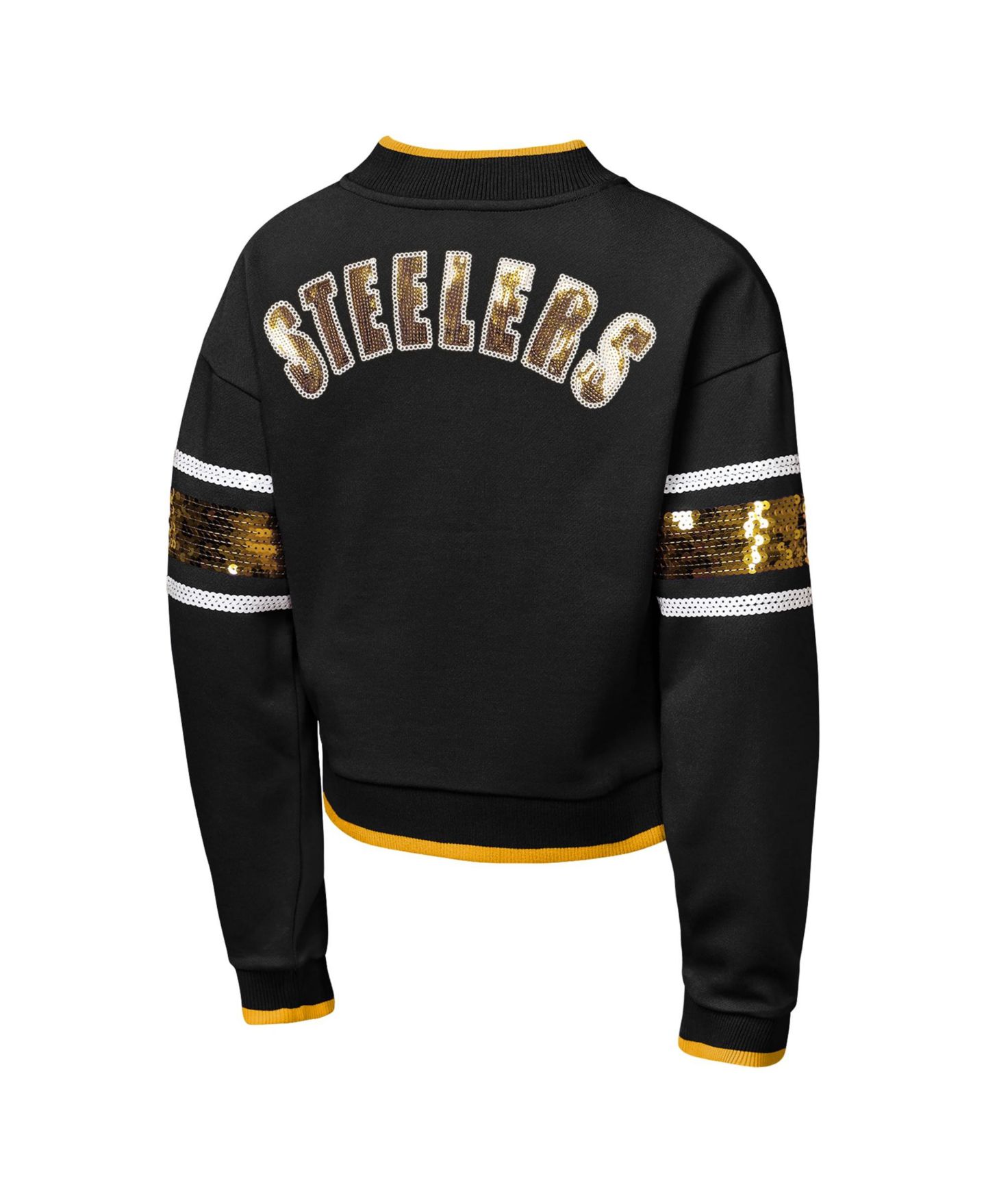 Куртка Outerstuff Black Pittsburgh Steelers MVP Full-Zip Sequin Bomber для девочек — фото 2