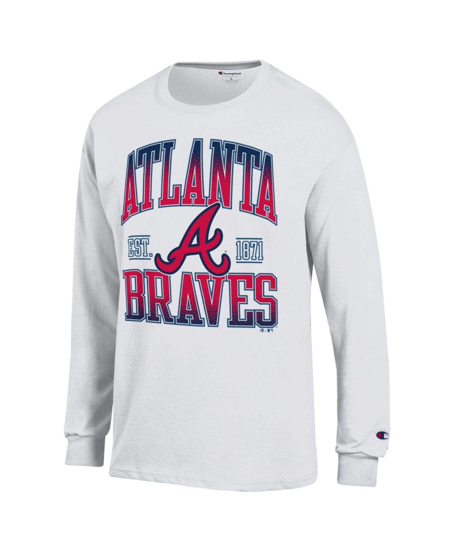 Men's White Atlanta Braves Jersey Long Sleeve T-Shirt
