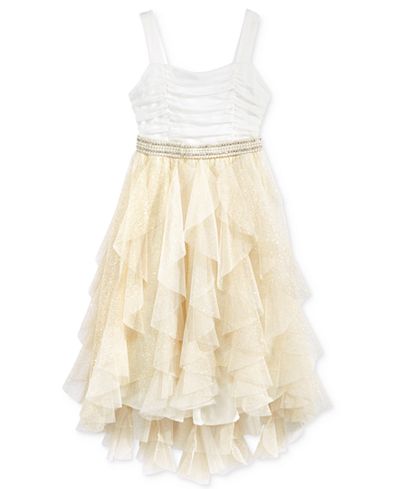 Crystal Doll Embellished Ruched-Bodice Party Dress, Big Girls (7-16)