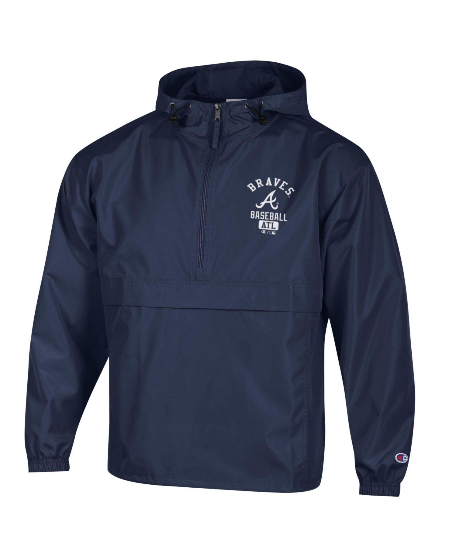 Men's Navy Atlanta Braves Packable Windbreaker Half-Zip Jacket