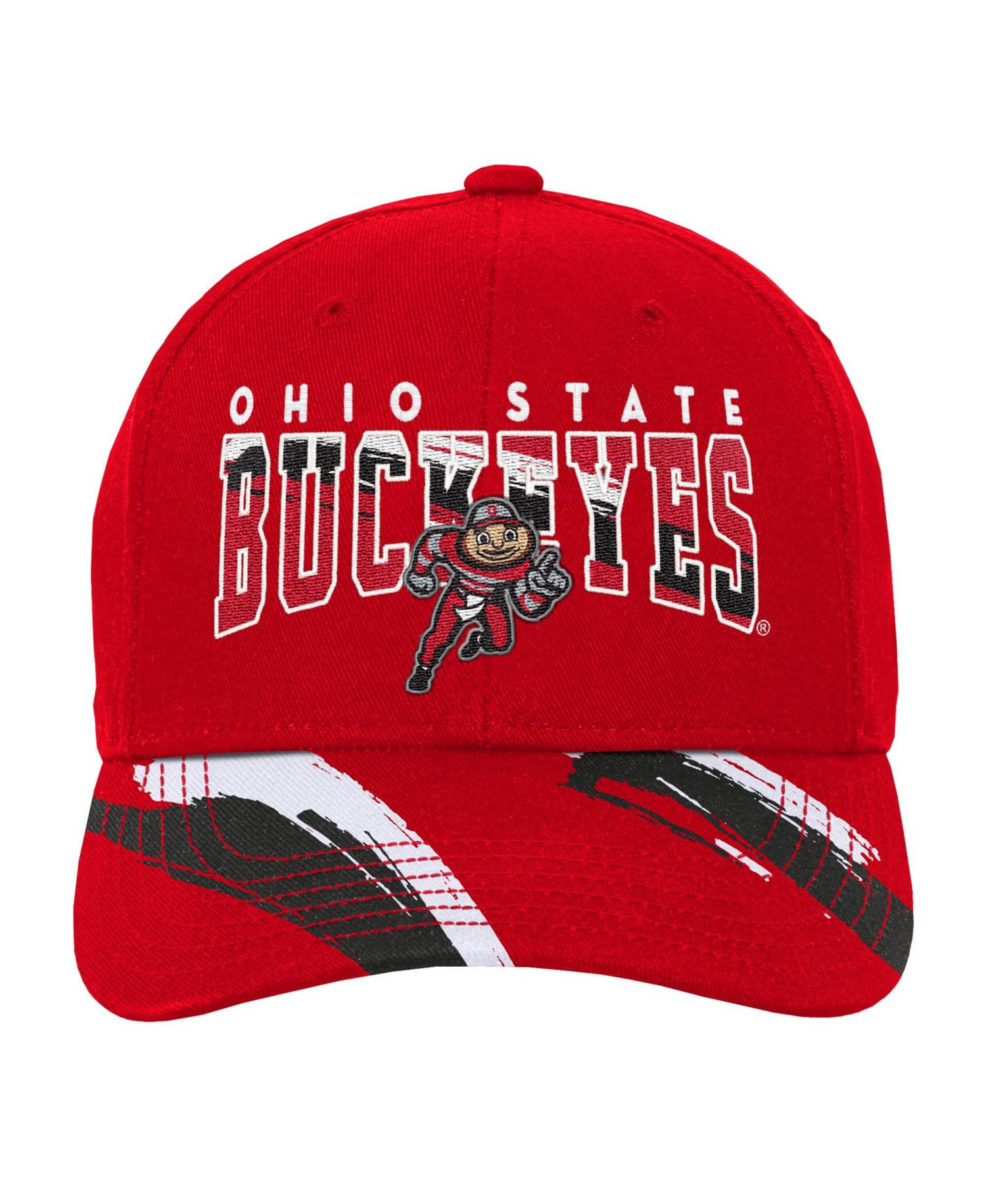 Big Boys and Girls Scarlet Ohio State Buckeyes Mascot Streaks Pro Crown Adjustable Hat