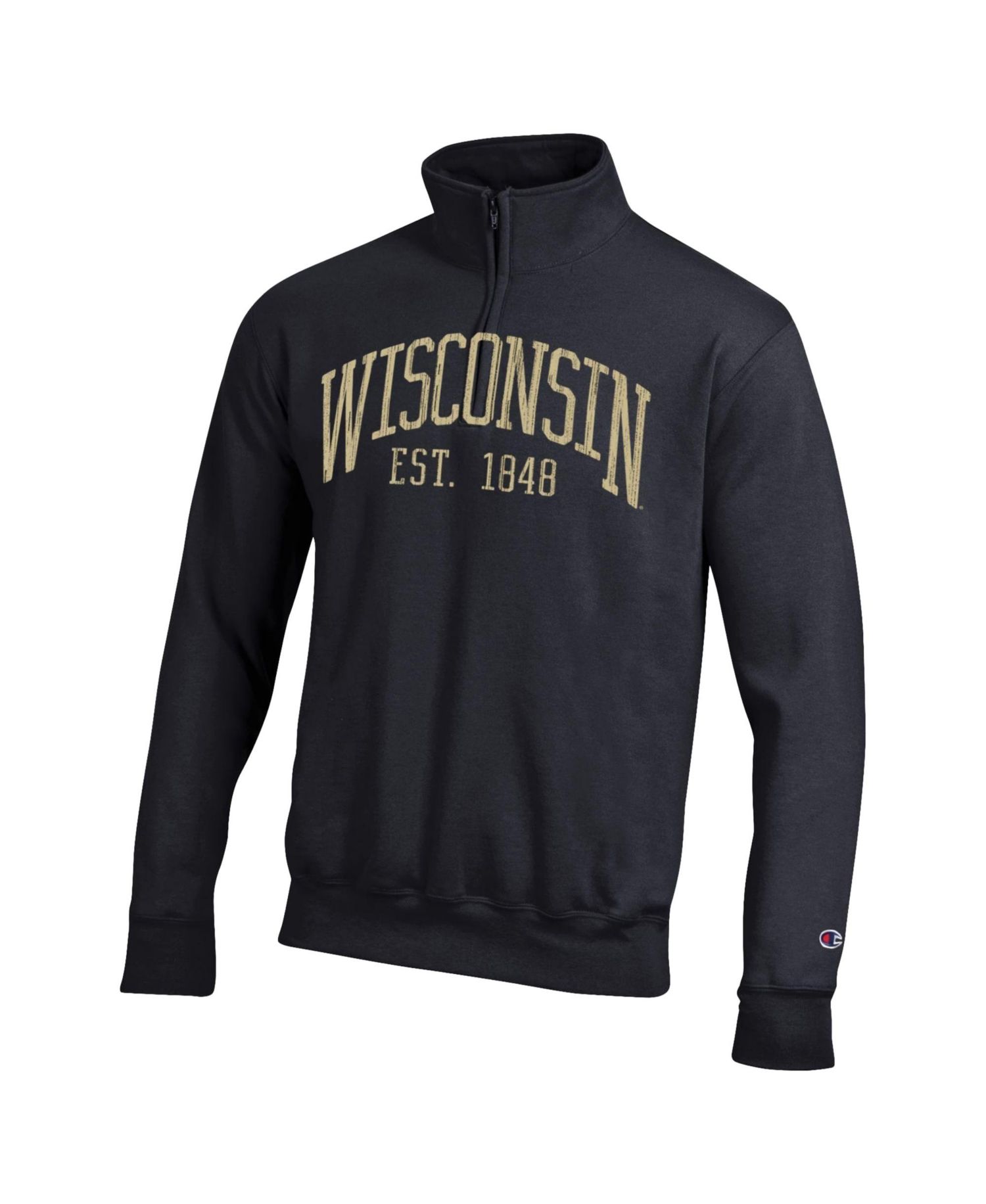 Men's Black Wisconsin Badgers Powerblend Quarter-Zip Pullover