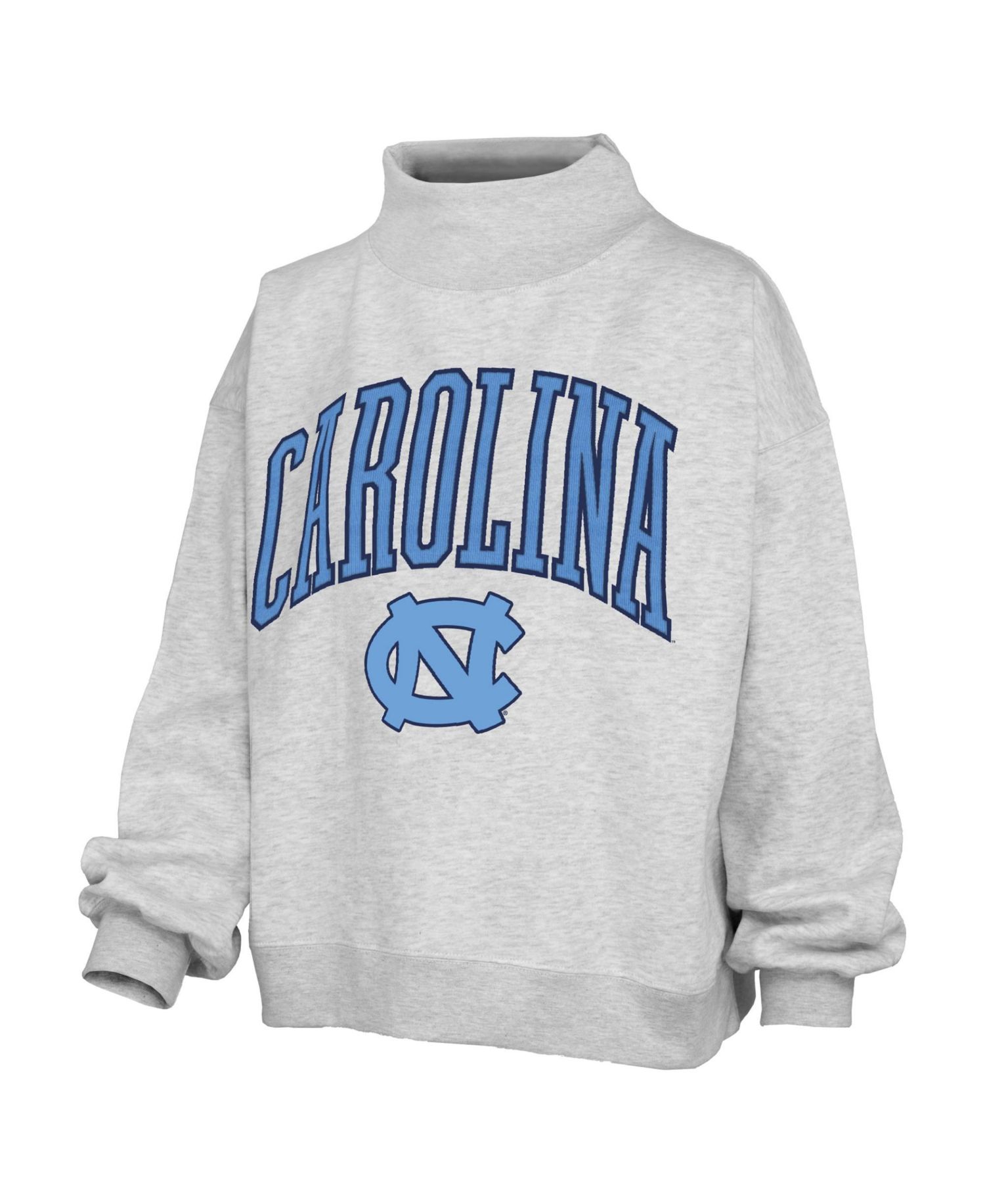 Women's Gray North Carolina Tar Heels Nelson Texture Lingo Mock Neck Fleece Sweatshirt