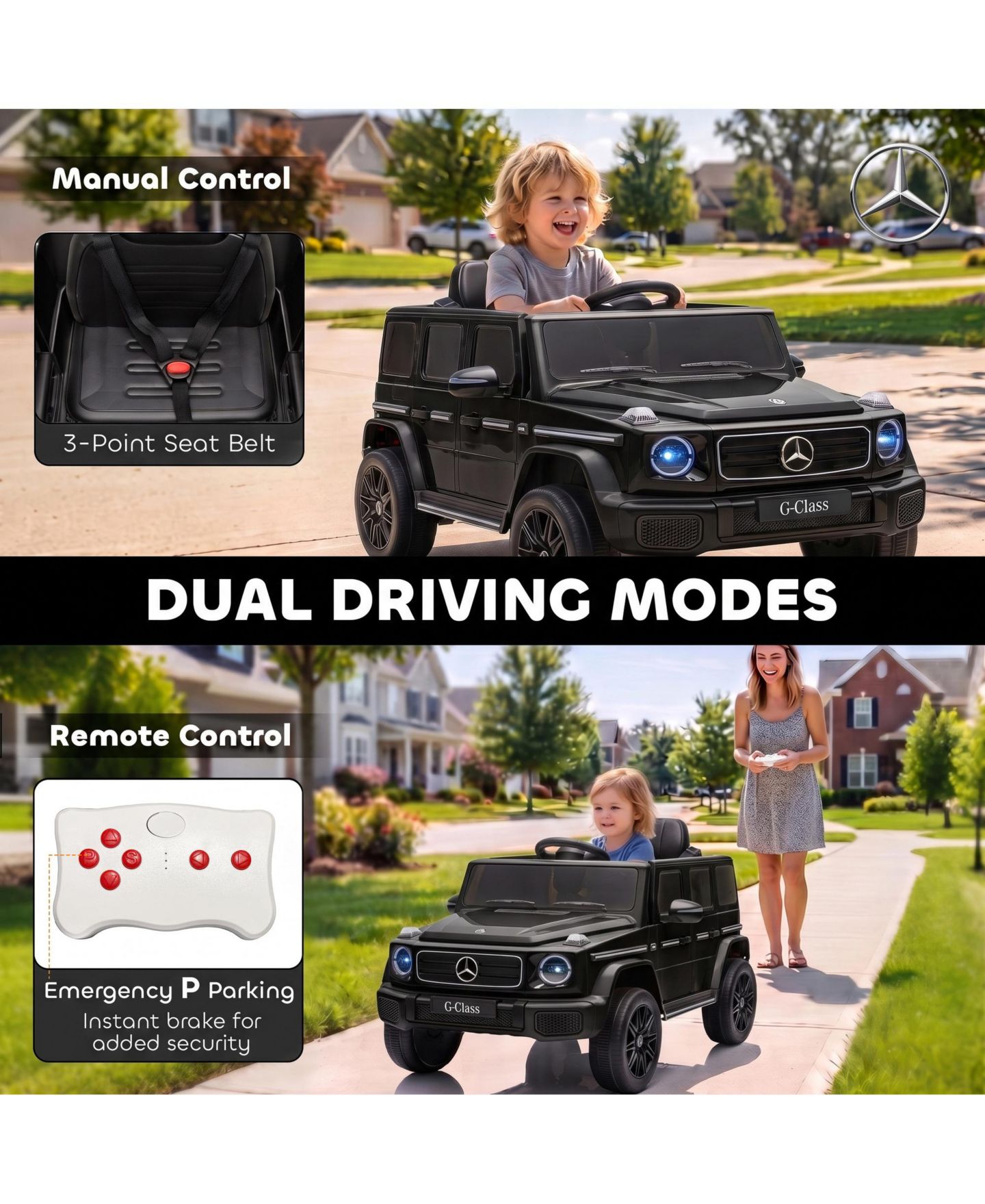 Детская игрушка Qaba Licensed Mercedes-Benz G580 12V Remote Control Ride-On Car, 66 lbs Capacity, 3–8 лет, цвет: Чёрный — фото 5