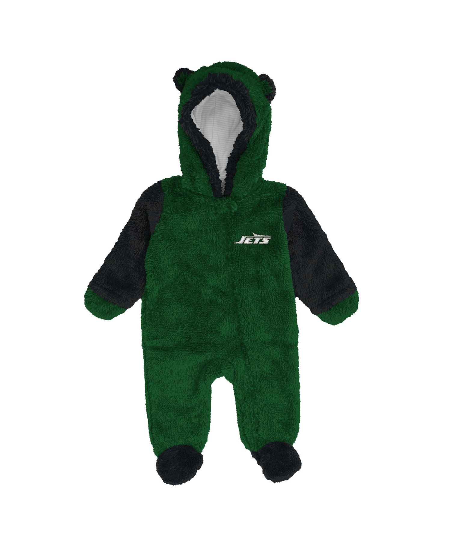 Baby Boys and Girls Green New York Jets Teddy Fleece Bunting Full-Zip Sleeper