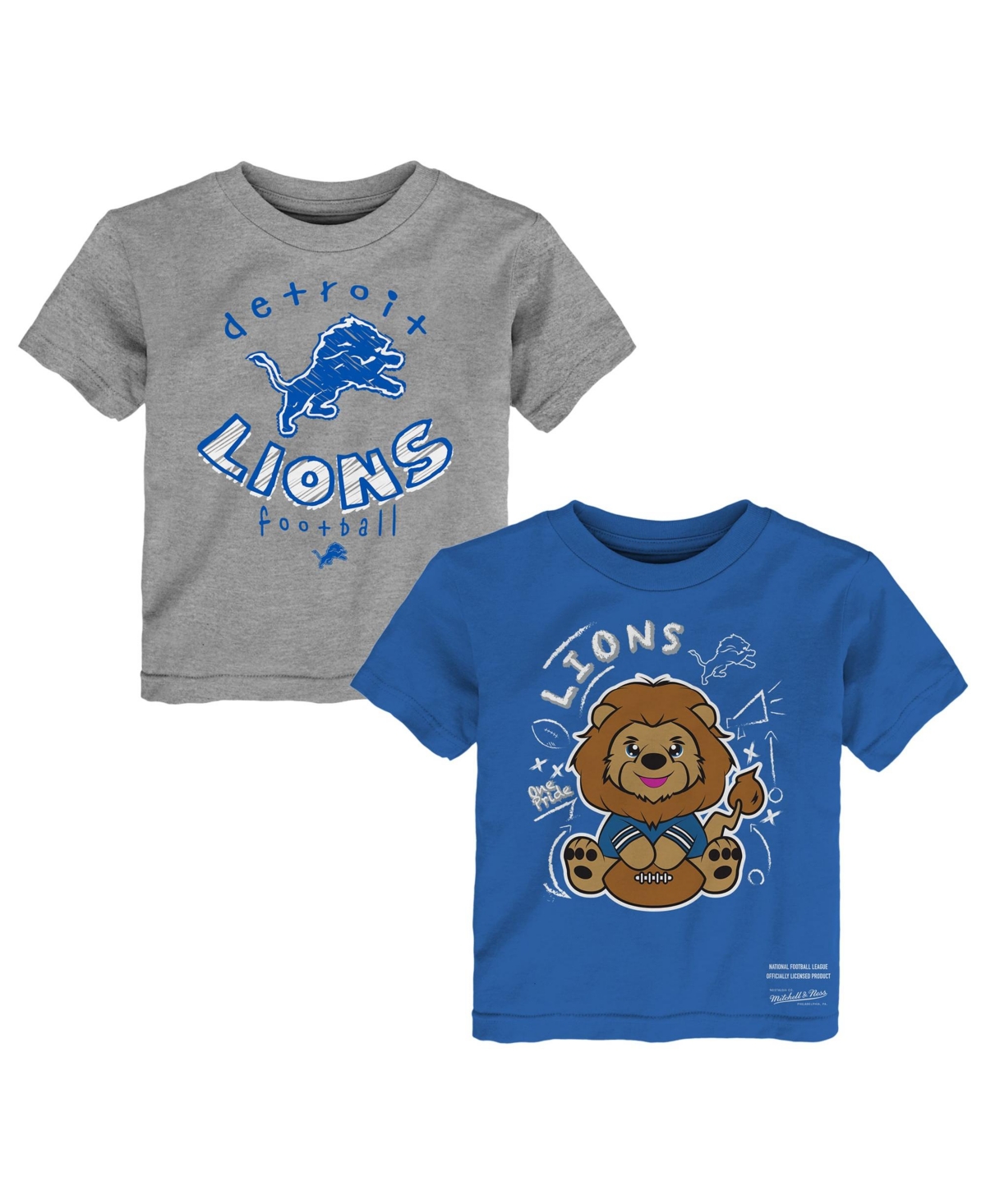 Mitchell & Ness Babies' Toddler Blue/gray Detroit Lions Two-pack Sketched Up T-shirt Set
