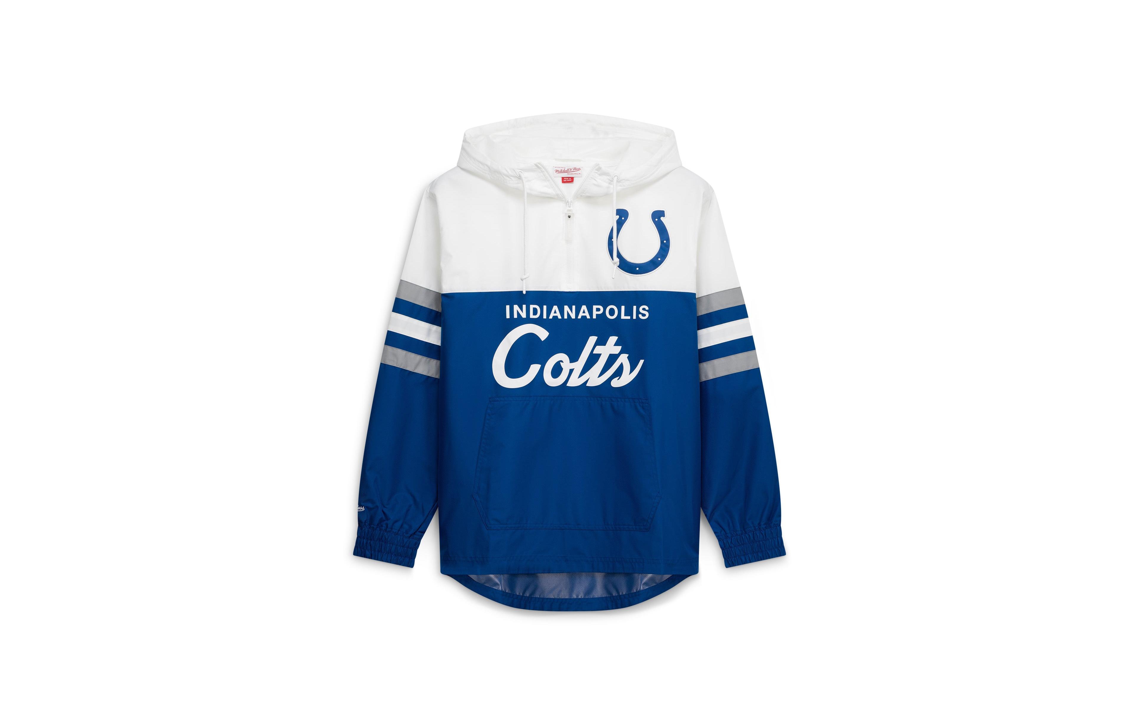 Men's Mitchell & Ness Royal Indianapolis Colts Head Coach Anorak Quarter-Zip Windbreaker Jacket