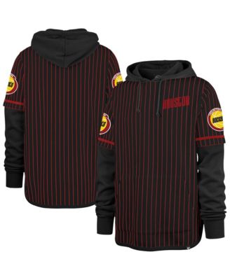 47 Brand Men's Black Houston Rockets Throwback Pinstripe Double Header Hoodie
