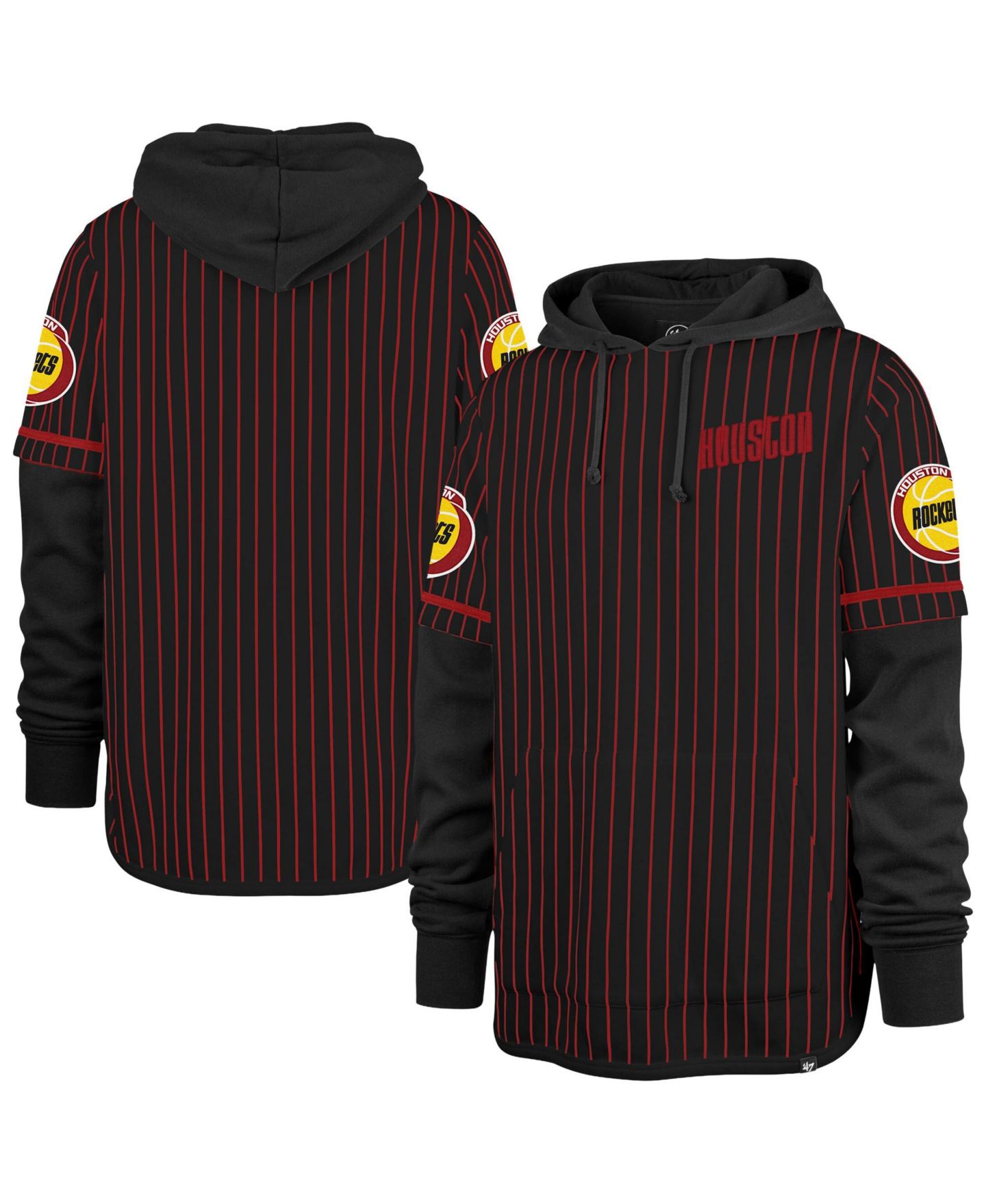 Мужское худи '47 Brand Black Houston Rockets Throwback Pinstripe Double Header — фото 1