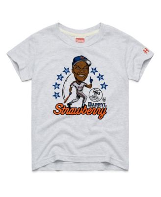 Big Boys and Girls Darryl Strawberry Ash New York Mets Cooperstown Collection Caricature Tri-Blend T-Shirt