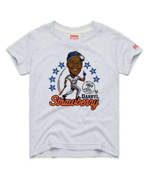 Детская футболка Homage Darryl Strawberry Ash New York Mets Cooperstown Collection Caricature Tri-Blend