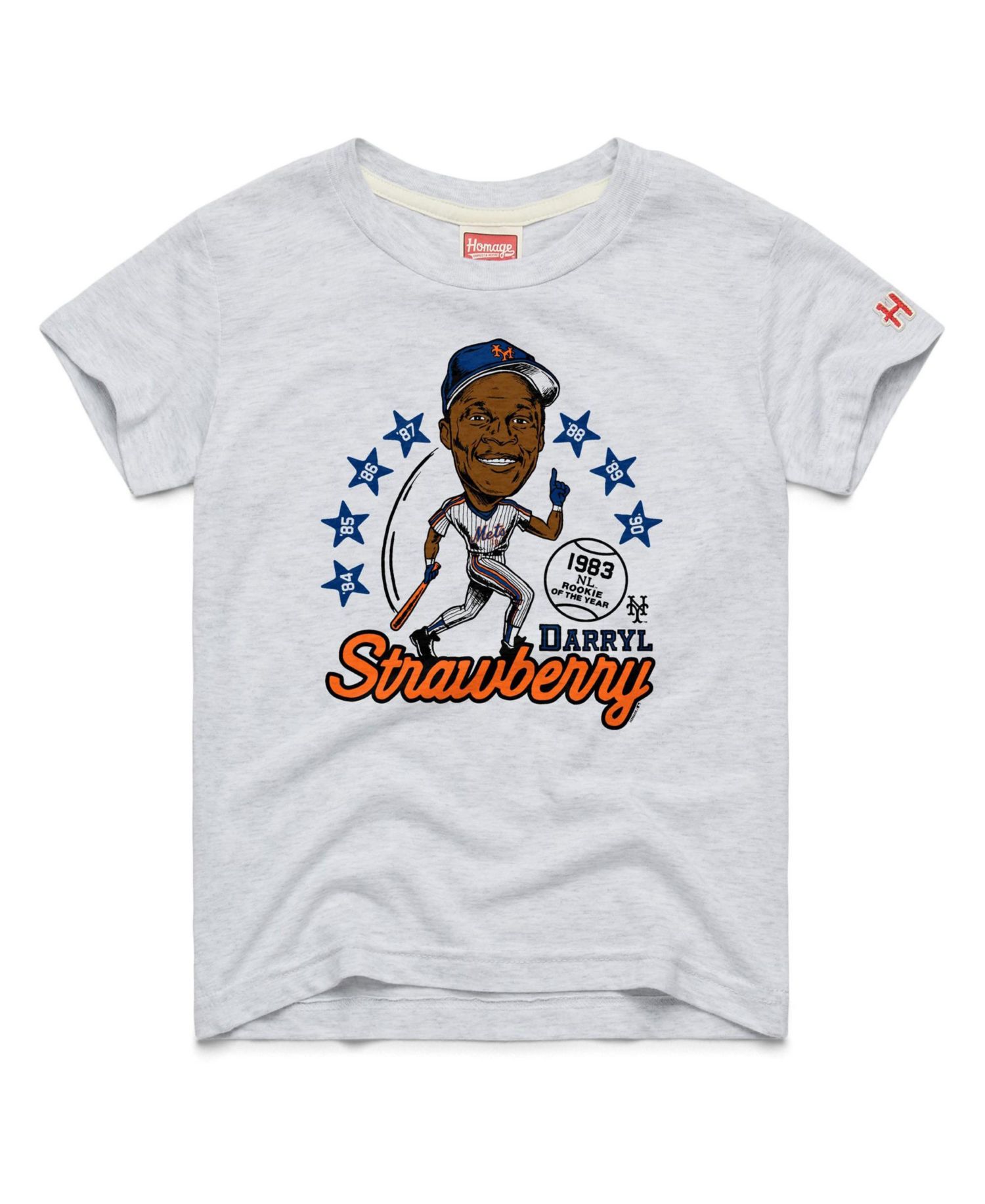 Big Boys and Girls Darryl Strawberry Ash New York Mets Cooperstown Collection Caricature Tri-Blend T-Shirt