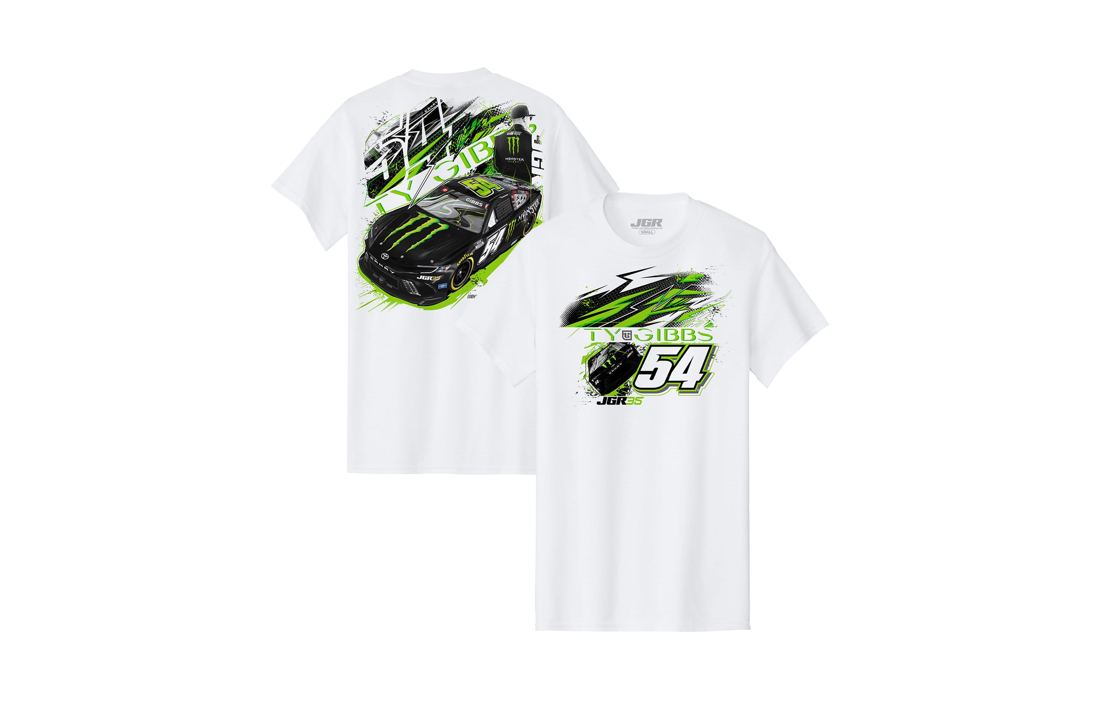 Joe Gibbs Racing Team Collection Men's White Ty Monster Energy Car T-Shirt