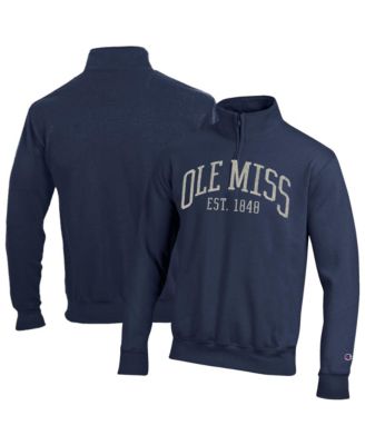 Men's  Navy Ole Miss Rebels Powerblend Quarter-Zip Pullover