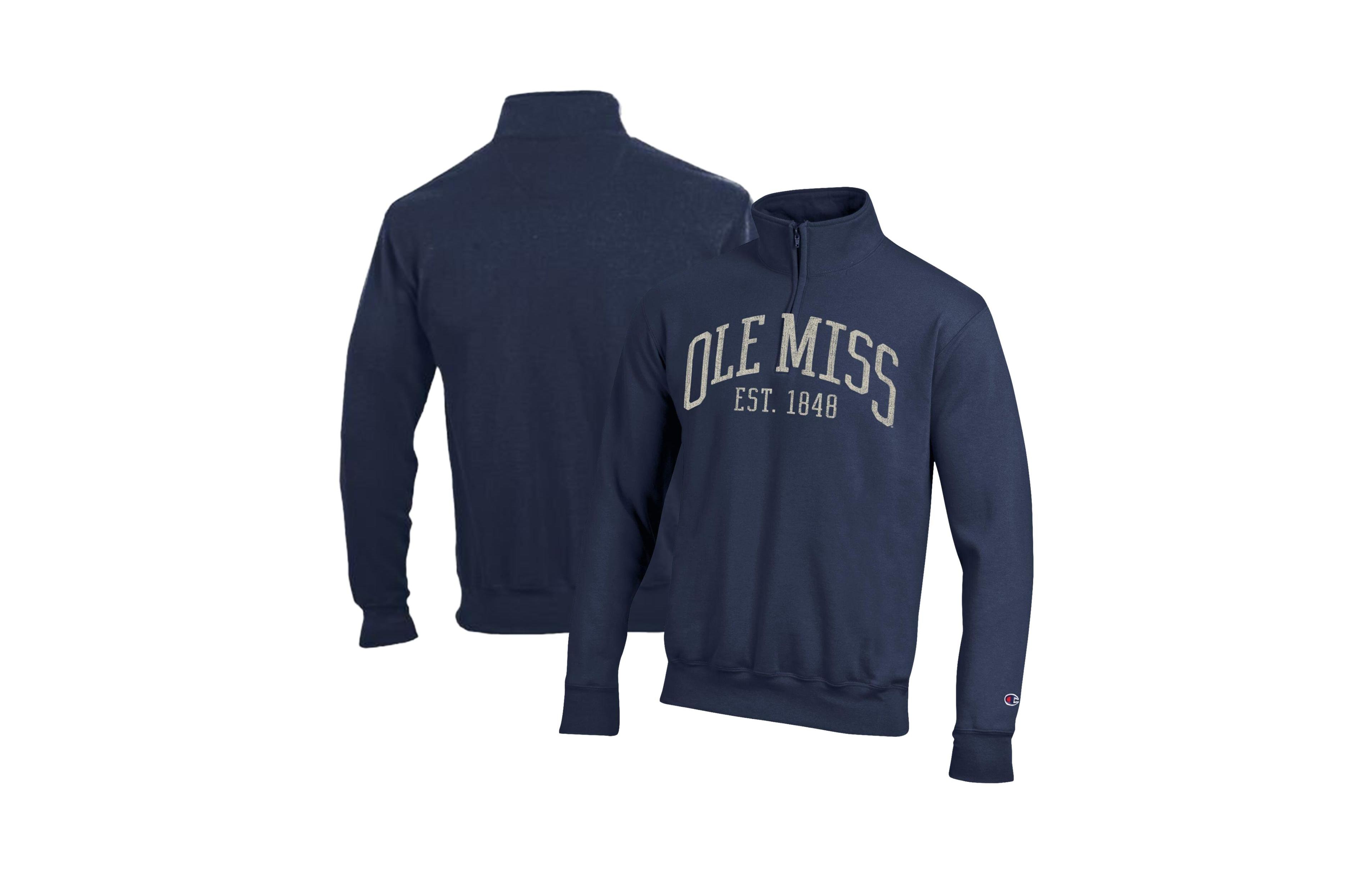 Champion Men's Navy Ole Miss Rebels Power Blend Quarter-Zip Pullover