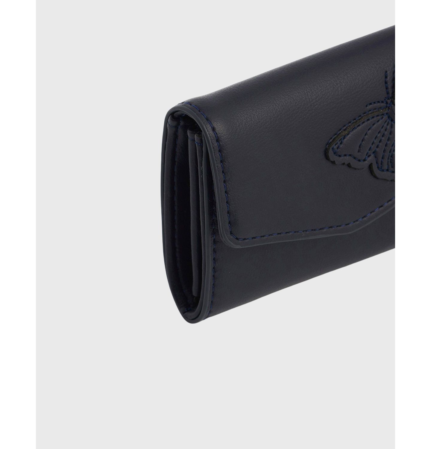 Женский кошелёк Fable England Floral-Applique Faux-Leather Card Holder Wallet, цвет: Тёмно-синий — фото 5