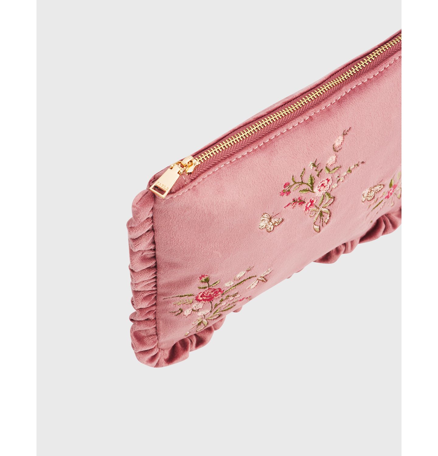 Женские кошельки Fable England Floral Posy Embroidered Velvet Pouch, цвет: Розовый — фото 7