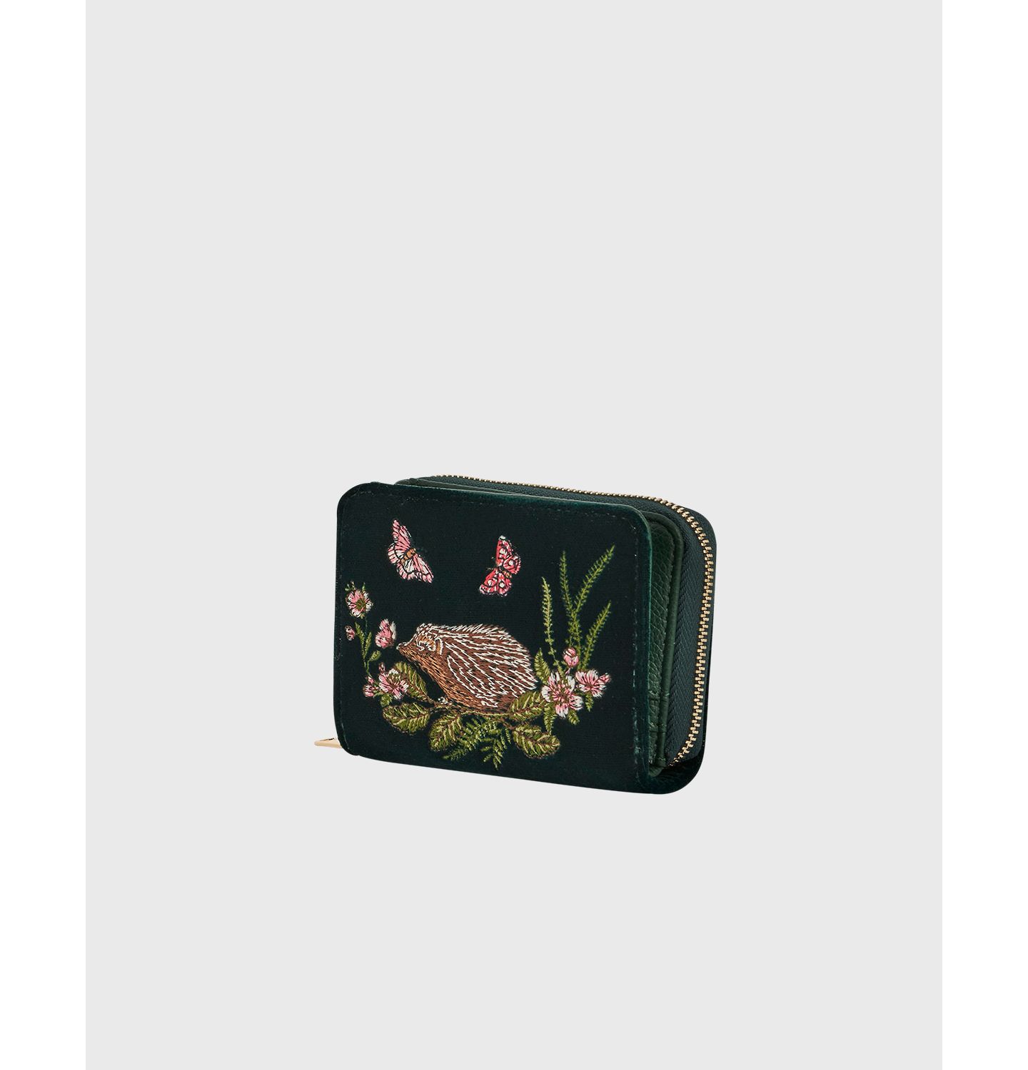 Женский кошелёк Fable England Hedgehog Embroidered Small Wallet, цвет: Тёмно-зелёный — фото 3