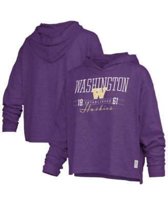 Women's Purple Washington Huskies Castillo Slub Waist Length Long Sleeve Hooded T-Shirt