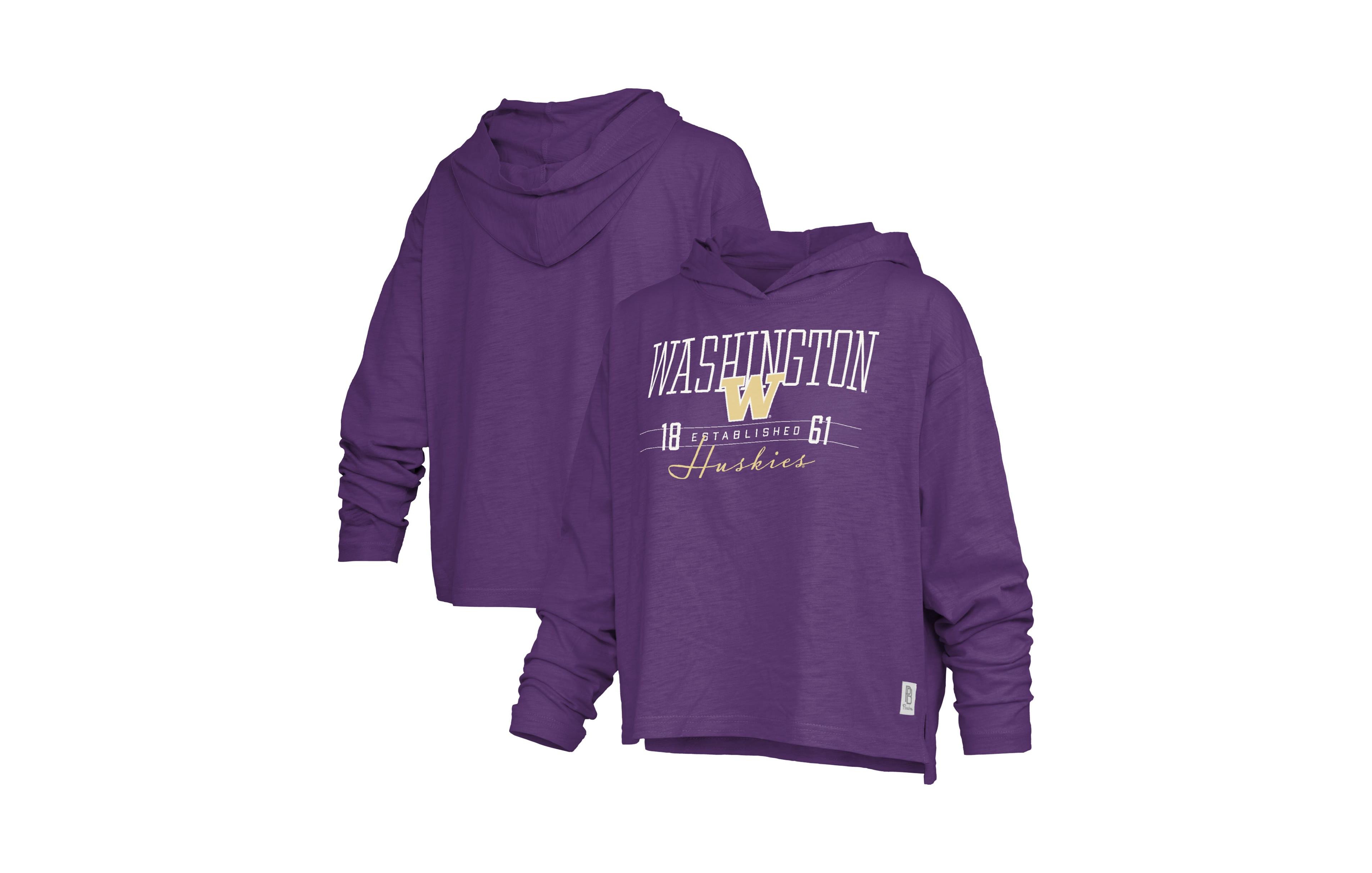 Pressbox Women's Purple Washington Huskies Castillo Slub Waist Length Long- Sleeves Hoodie