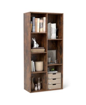 Vertical or Horizontal Freestanding Bookshelf with 7 Compartments
