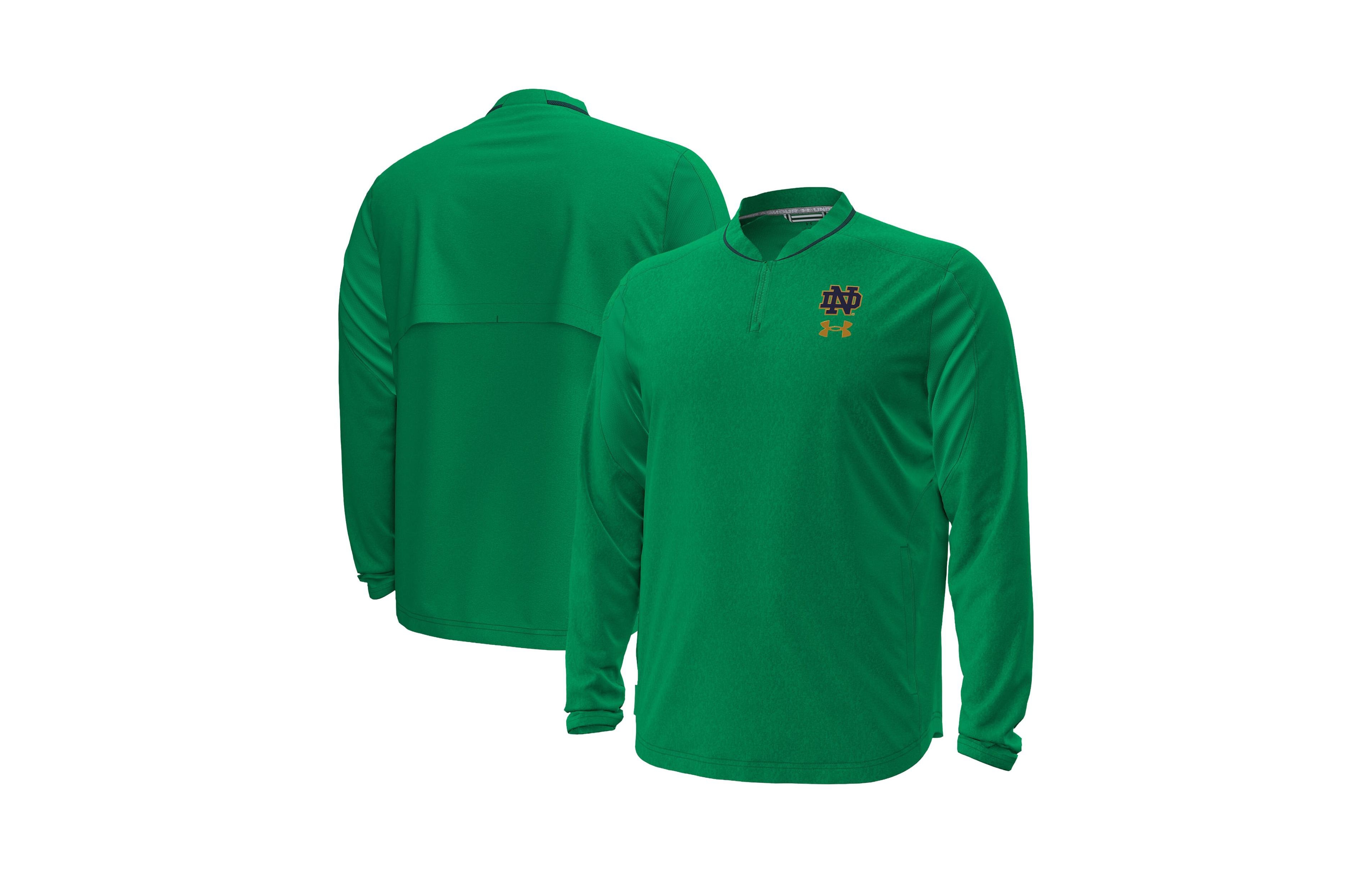Under Armour Men's Green Notre Dame Fighting Irish 2026 Sideline Motivate Woven Quarter-Zip Long- Sleeves Pullover