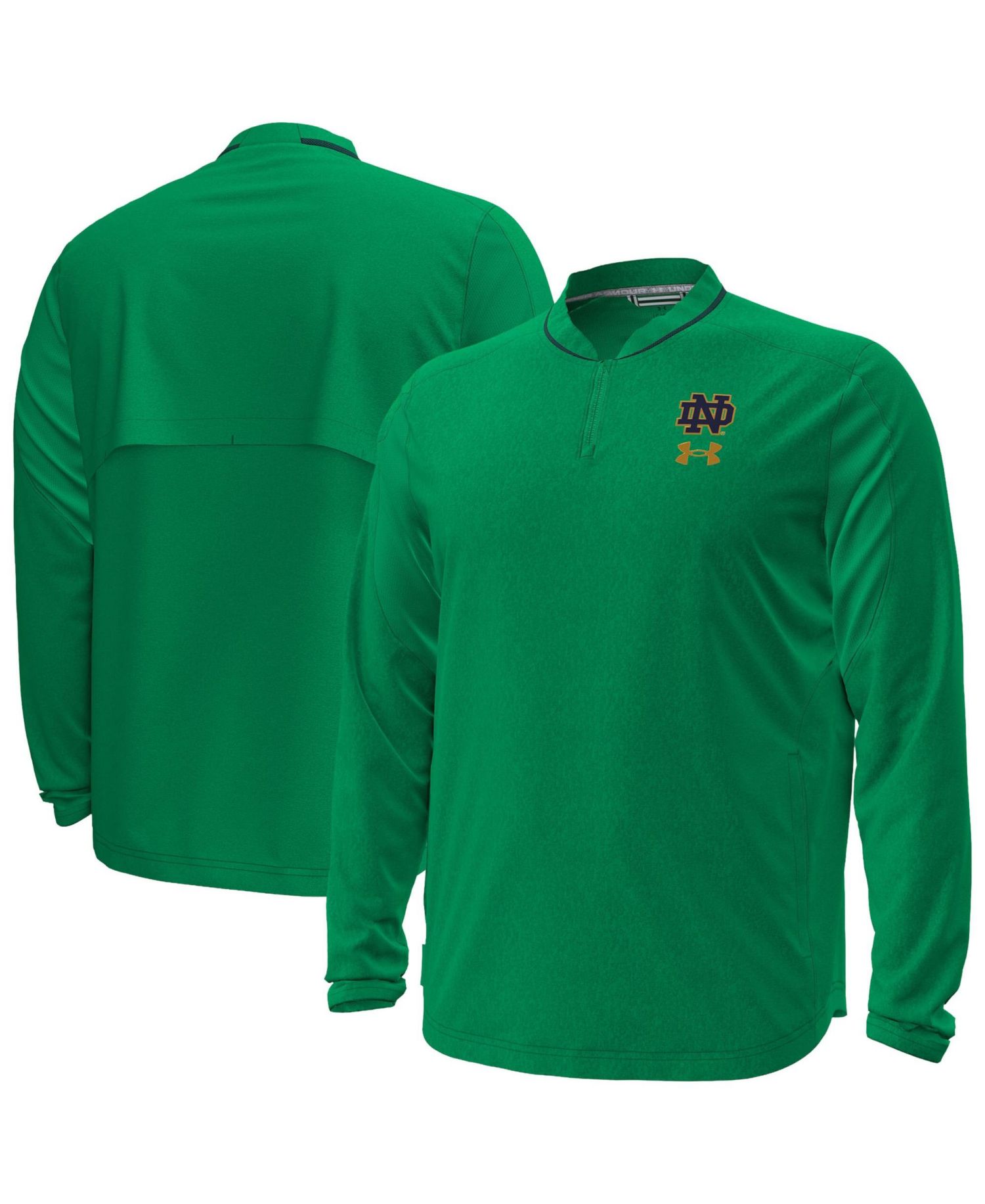 Men's Green Notre Dame Fighting Irish 2026 Sideline Motivate Woven Quarter-Zip Long Sleeve Pullover