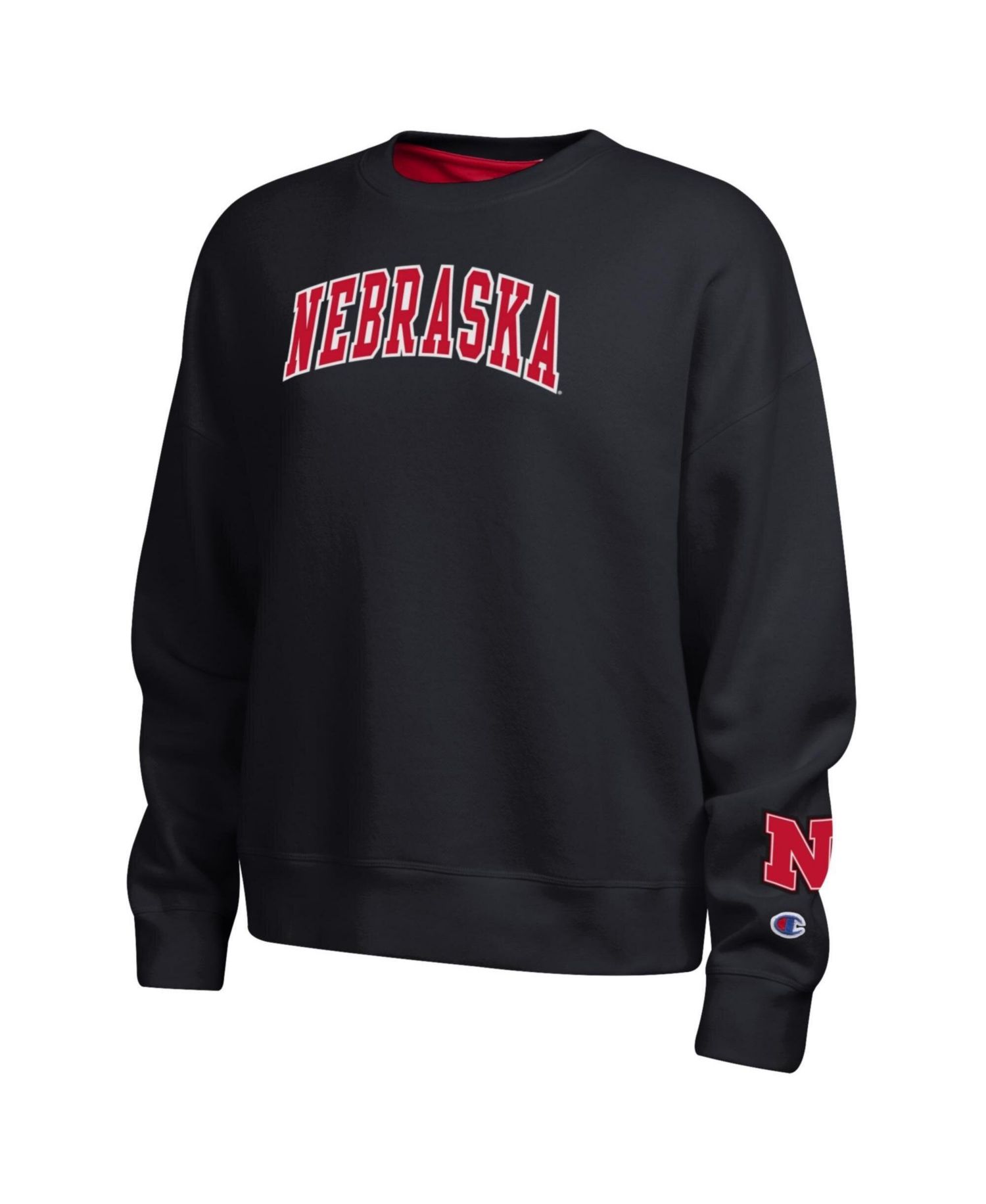 Women's Black Nebraska Huskers Fleece Crew Sweatshirt