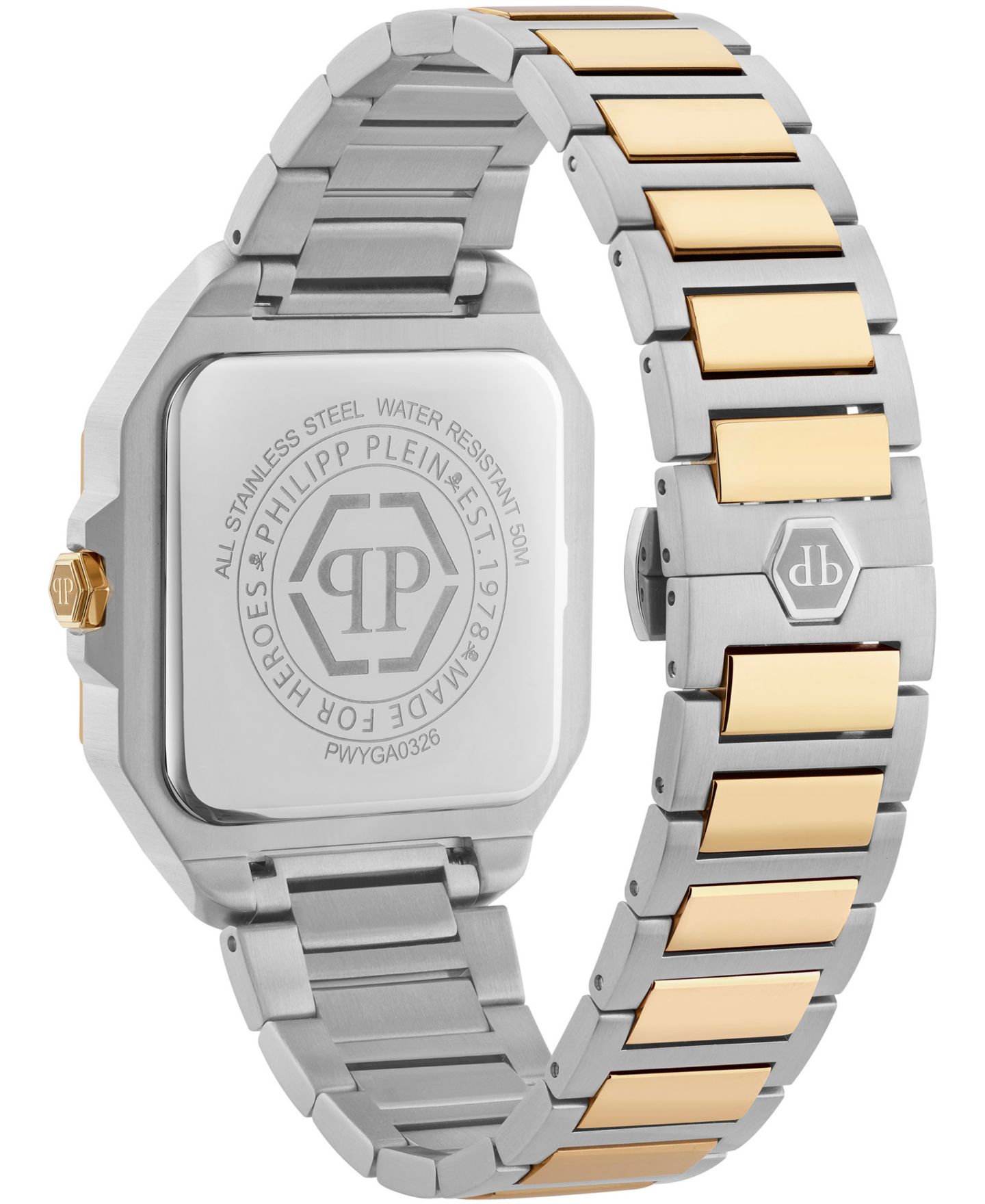 Мужские часы Philipp Plein Plein Edge Two-Tone Stainless Steel Bracelet Watch, 42mm — фото 2