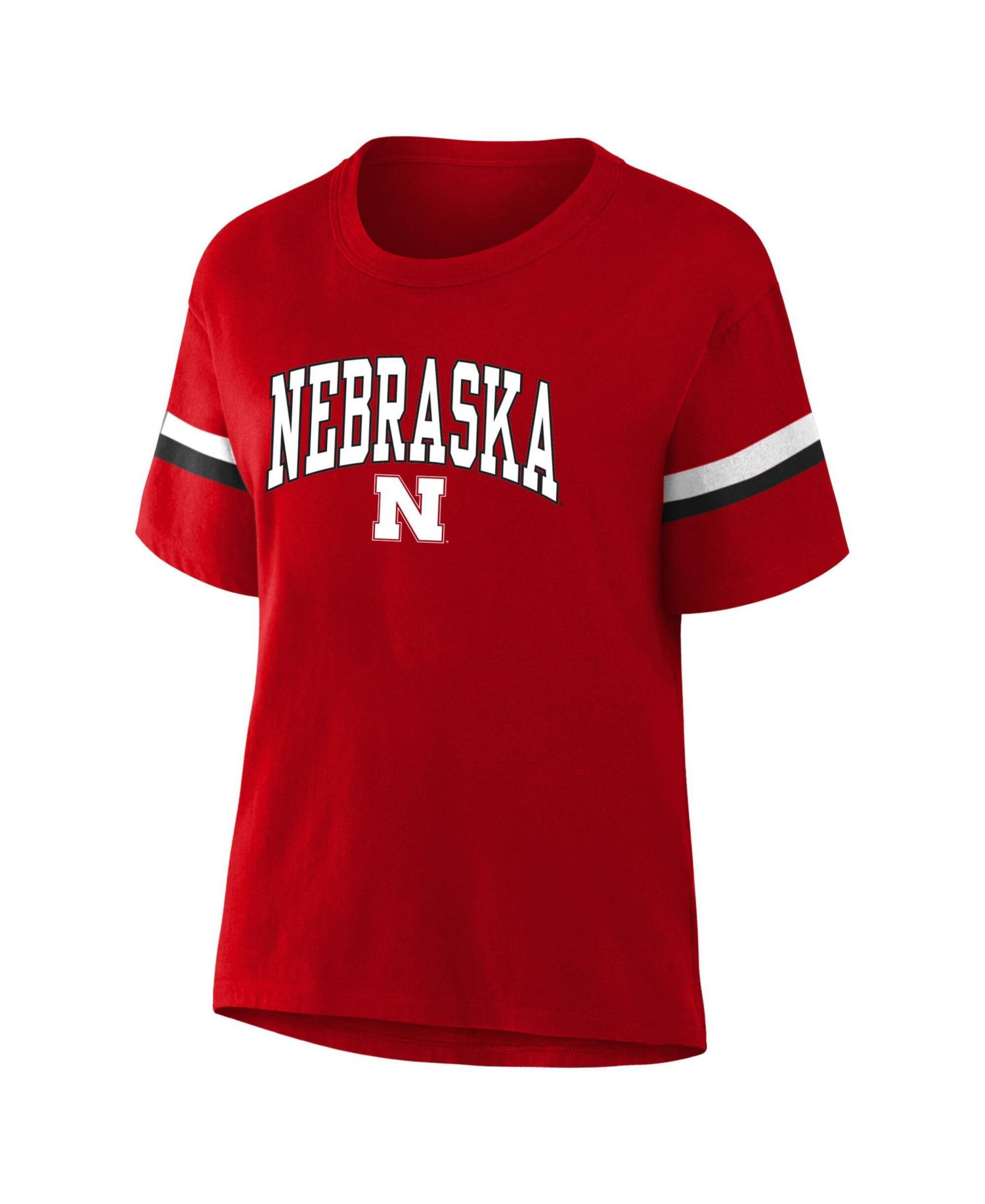 Women's Scarlet Nebraska Huskers Stripe Plus Size T-Shirt