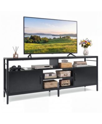 58 in Industrial TV Stand with Cabinets and Adjustable Shelf for TV