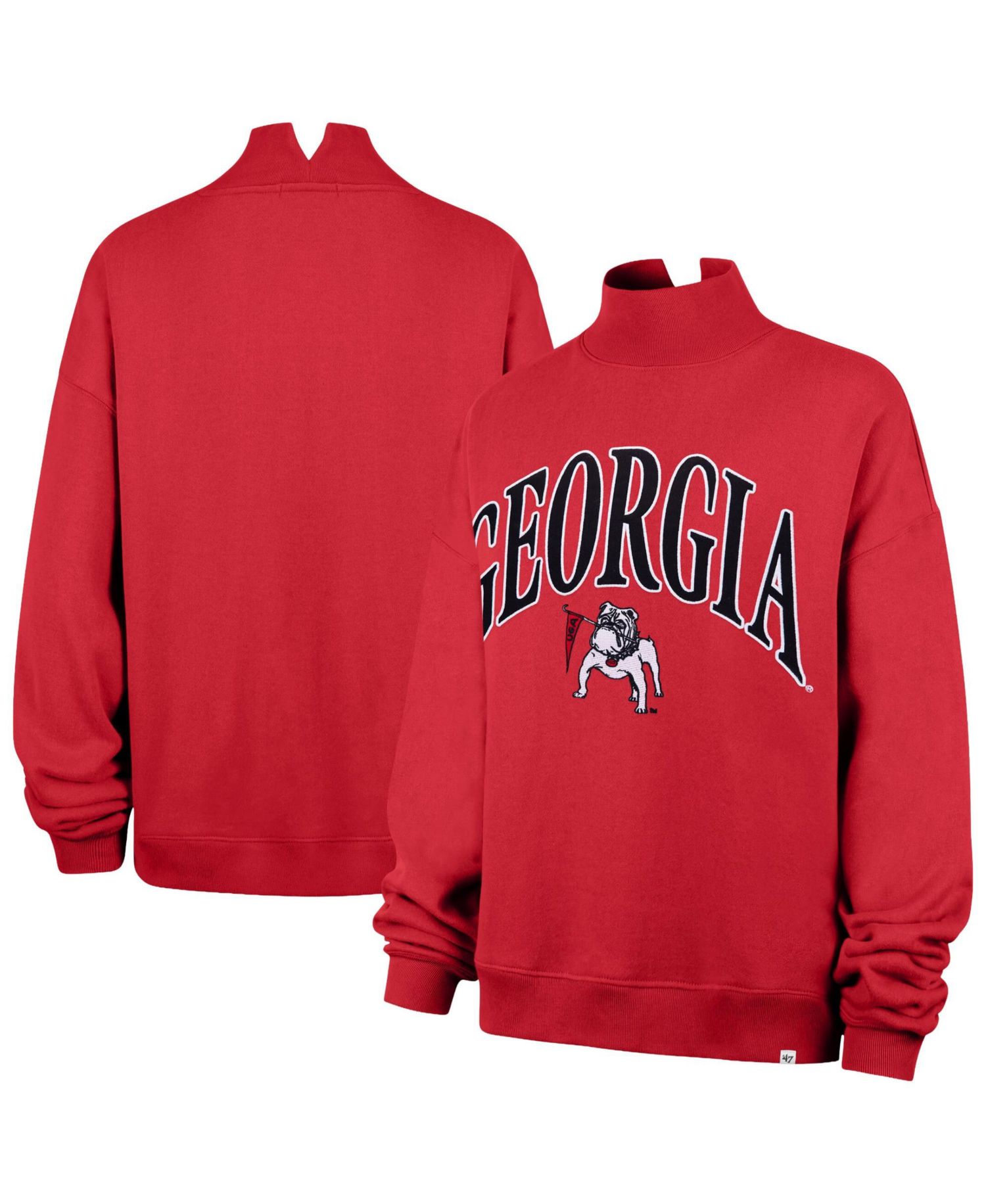 Women's '47 Red Georgia Bulldogs Mock Neck Sweatshirt