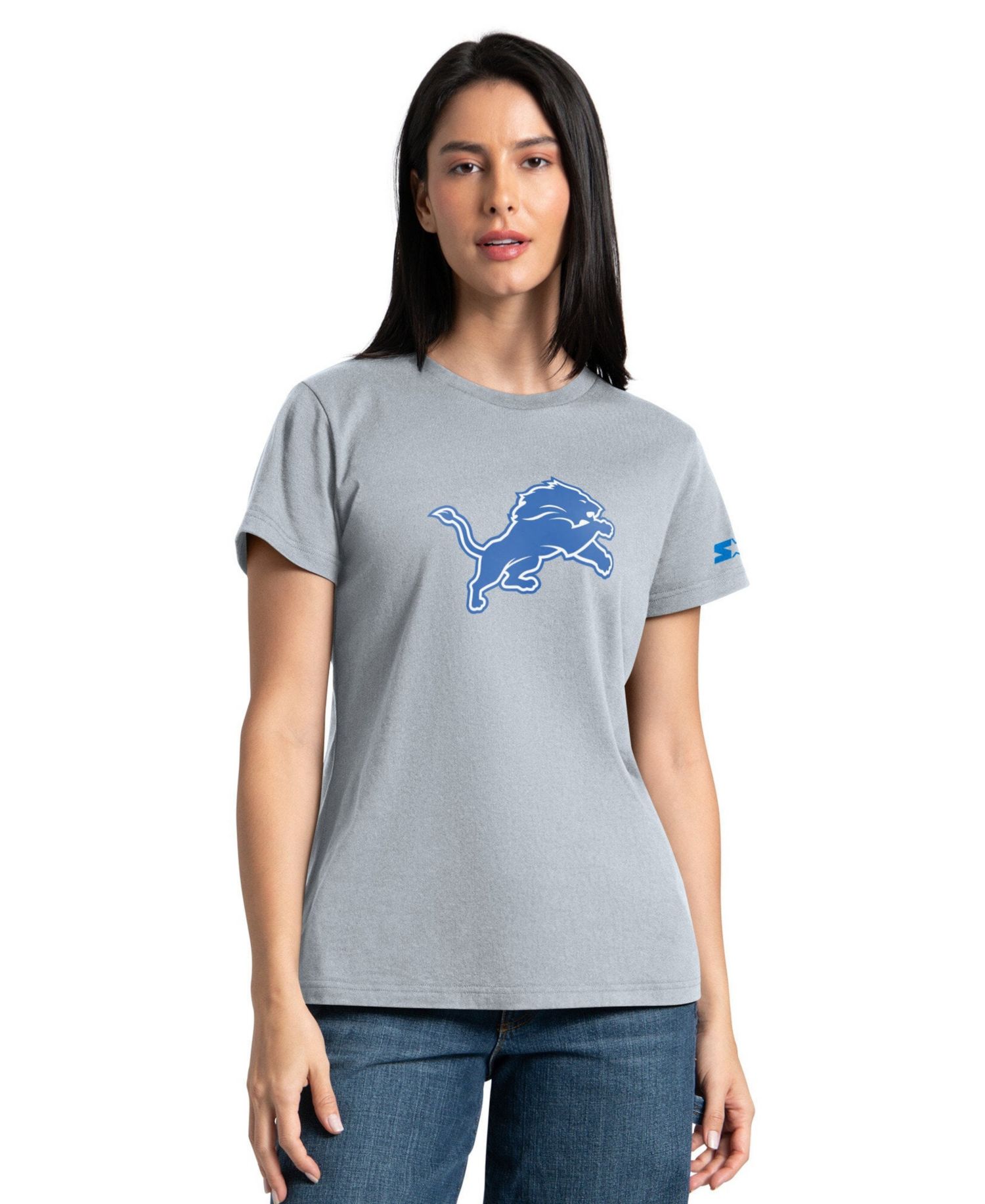 Women's Silver/Blue Detroit Lions Hoodie & T-Shirt Combo Pack