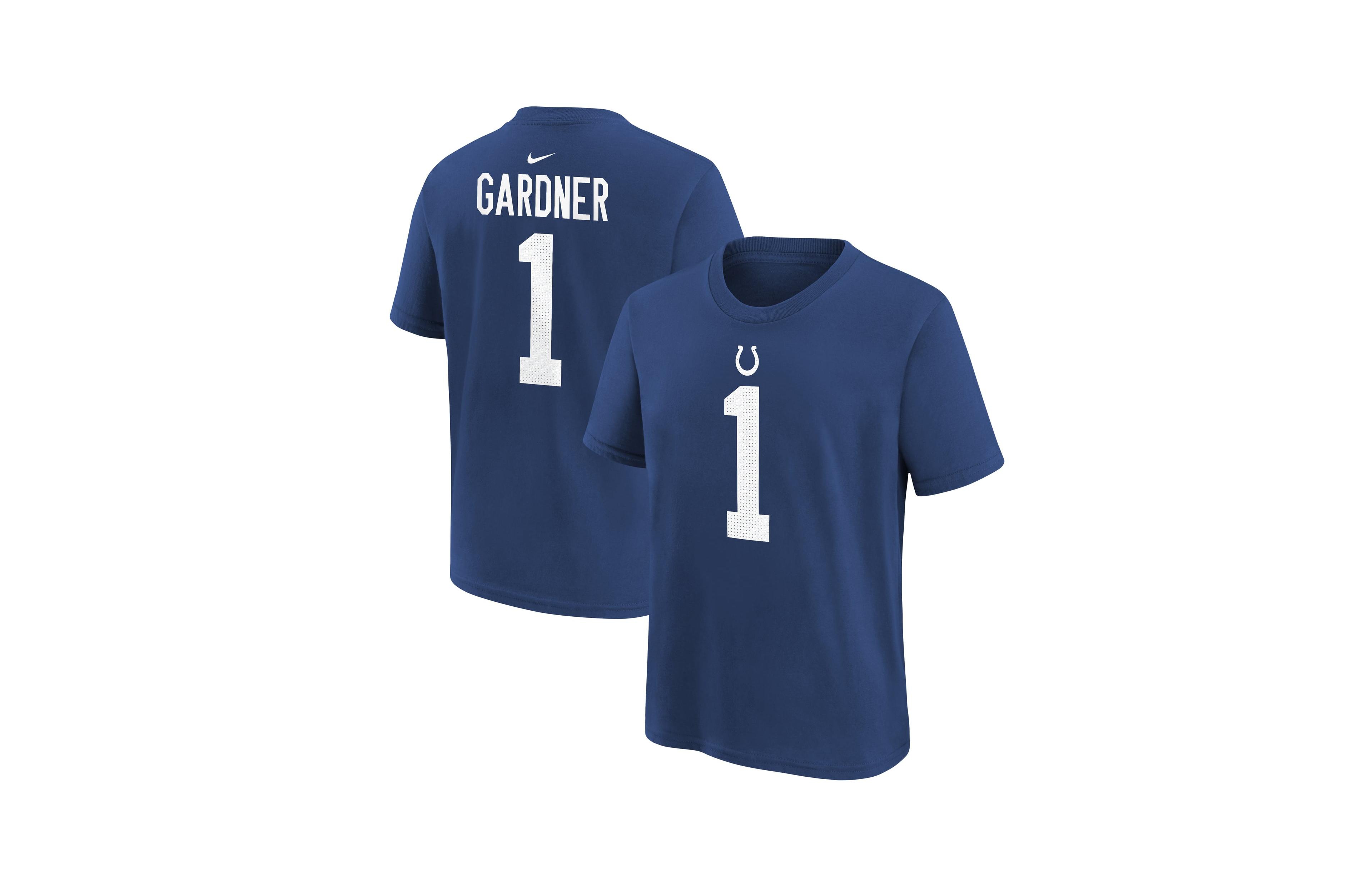 Nike Big Boys' and Girls' Ahmad Sauce Gardner Royal Indianapolis Colts Player Name Number T-Shirt