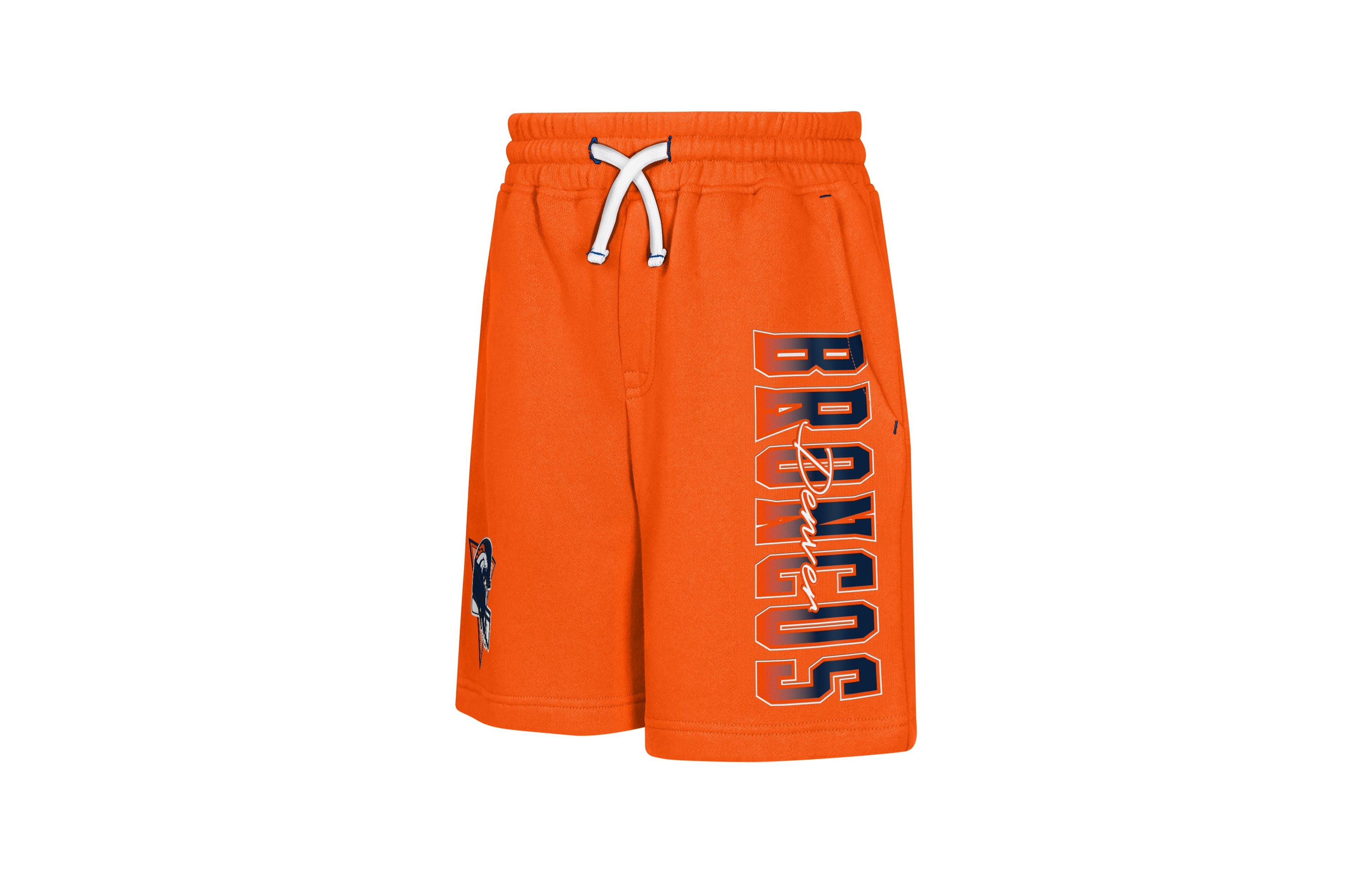 Outerstuff Big Boys' and Girls' Orange Denver Broncos Audible Fleece Shorts