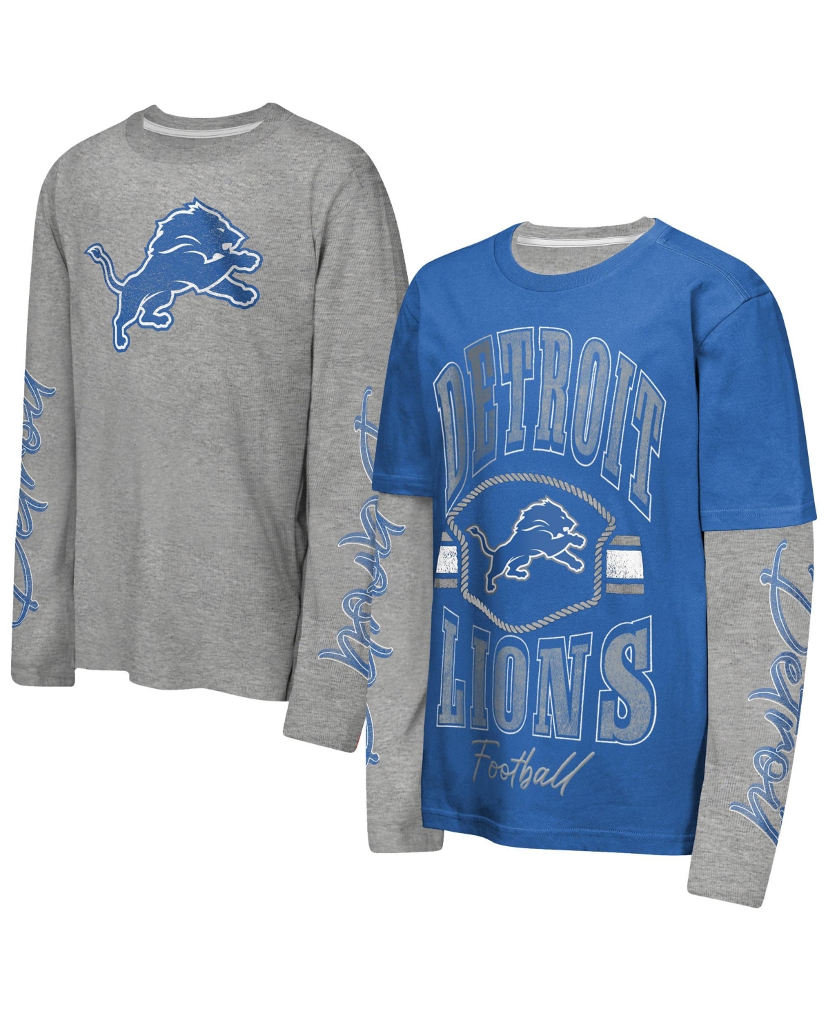 Outerstuff Kids' Preschool Blue/silver Detroit Lions Motion Combo Set T-shirts In Multi