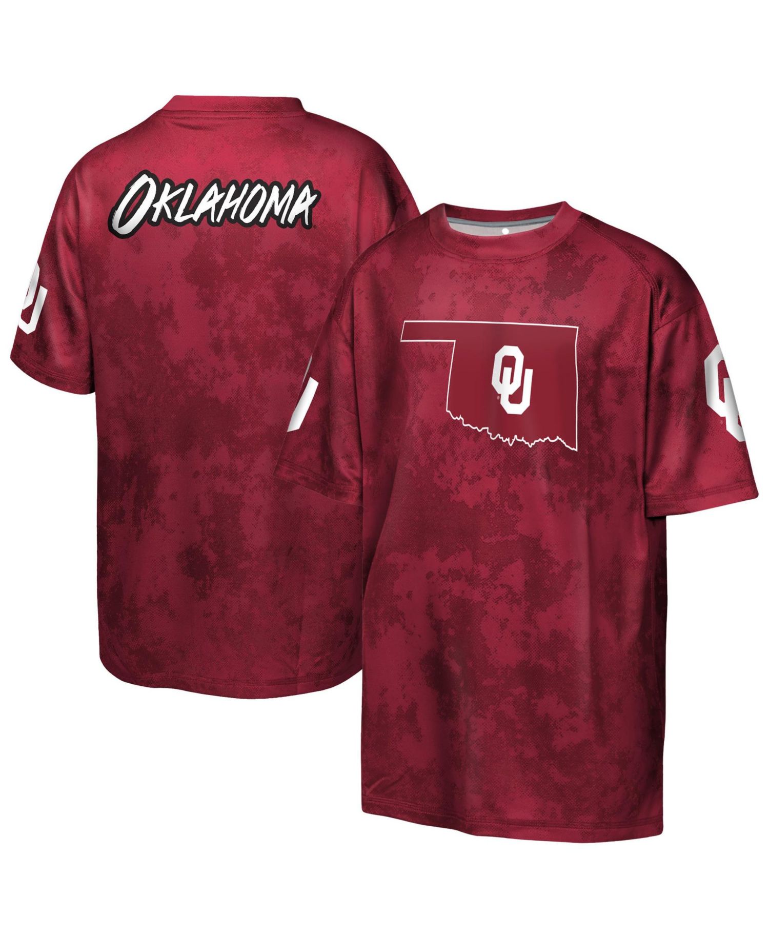 Big Boys and Girls Crimson Oklahoma Sooners Off-Side Sublimated T-Shirt